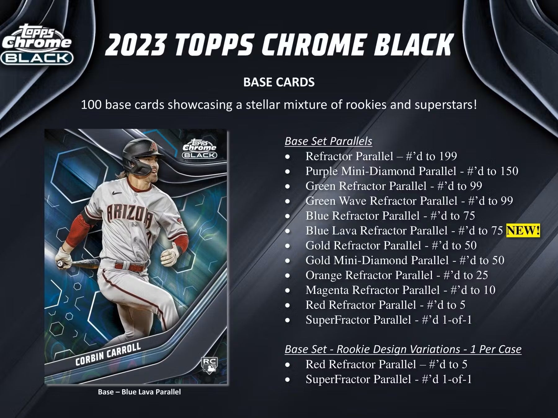 Baseball - 2023 - Topps Chrome Black - Boîte Hobby (4 Cartes incluant 1 Autographe)