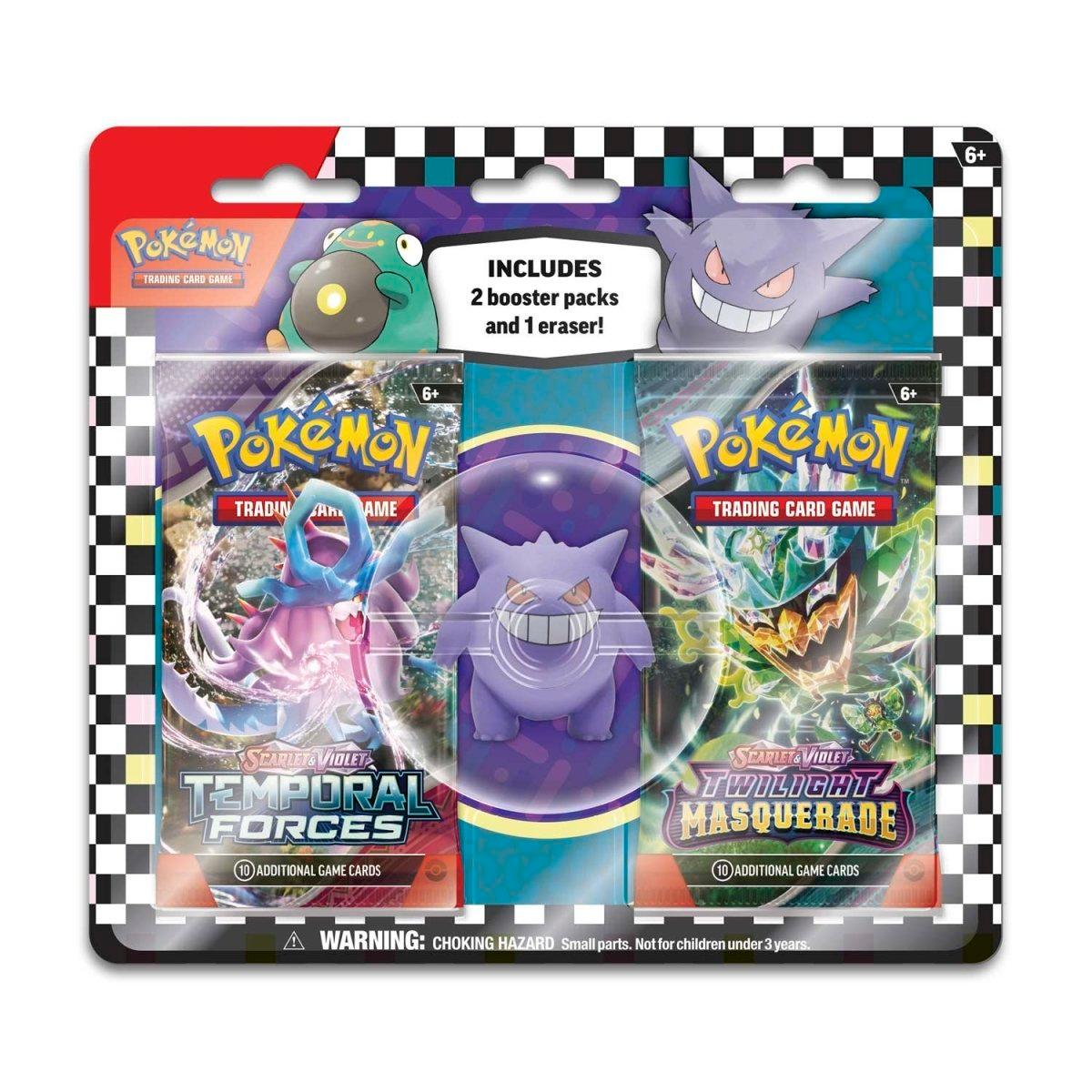 Pokémon - Kit 2 Paquets Booster & Gomme à Effacer Gengar (Ectoplasma) - Retour à l'école 2024