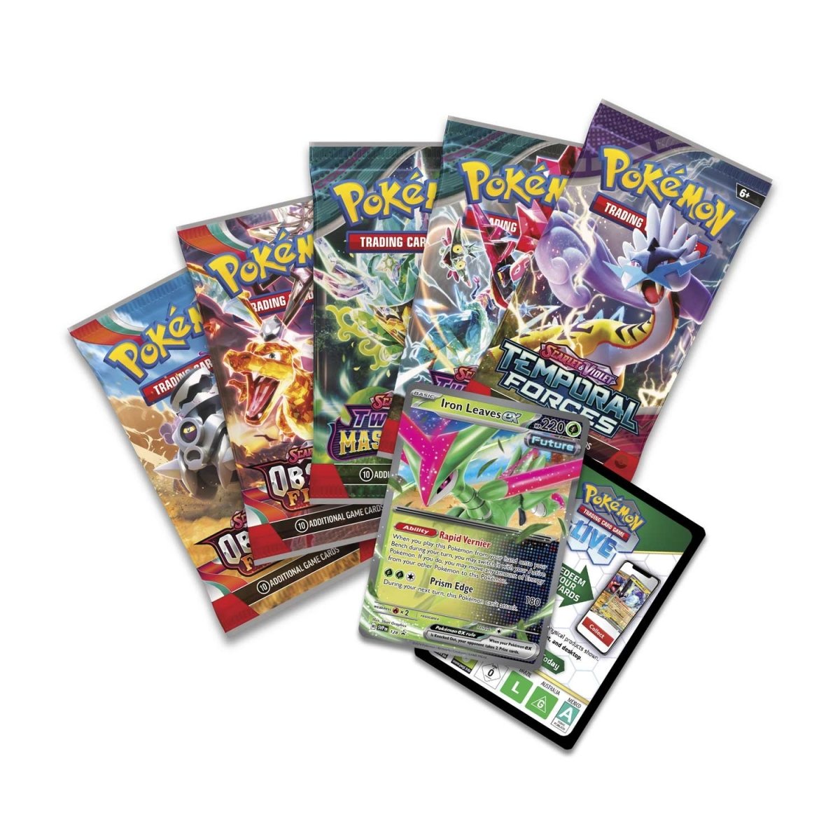 Pokemon Paradox Clash Tin (5 Booster Packs & 1 Iron Leaves ex Promo Card) - Scarlet & Violet - 0