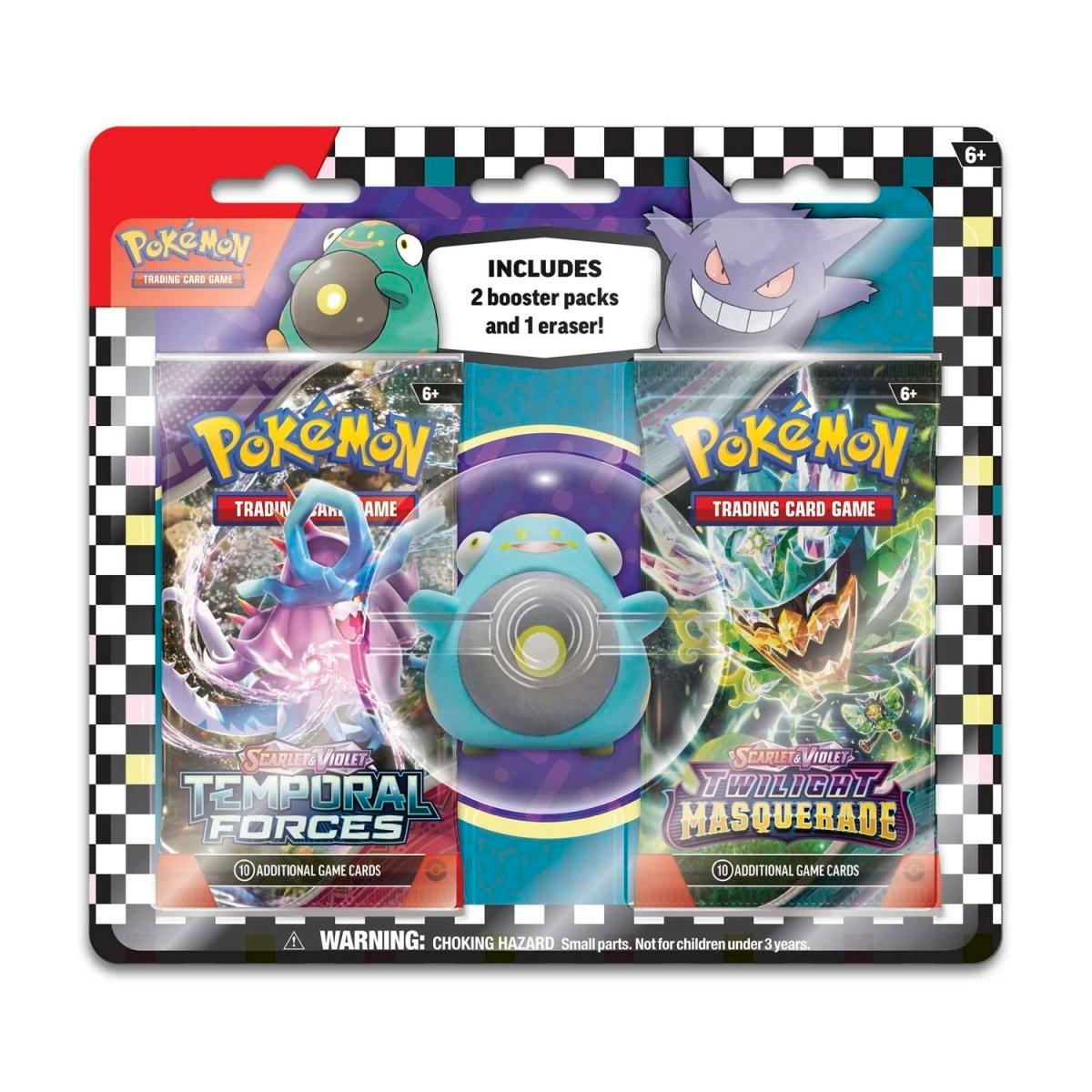 Pokémon - Kit 2 Paquets Booster & Gomme à Effacer Bellibolt (Ampibidou) - Retour à l'école 2024 