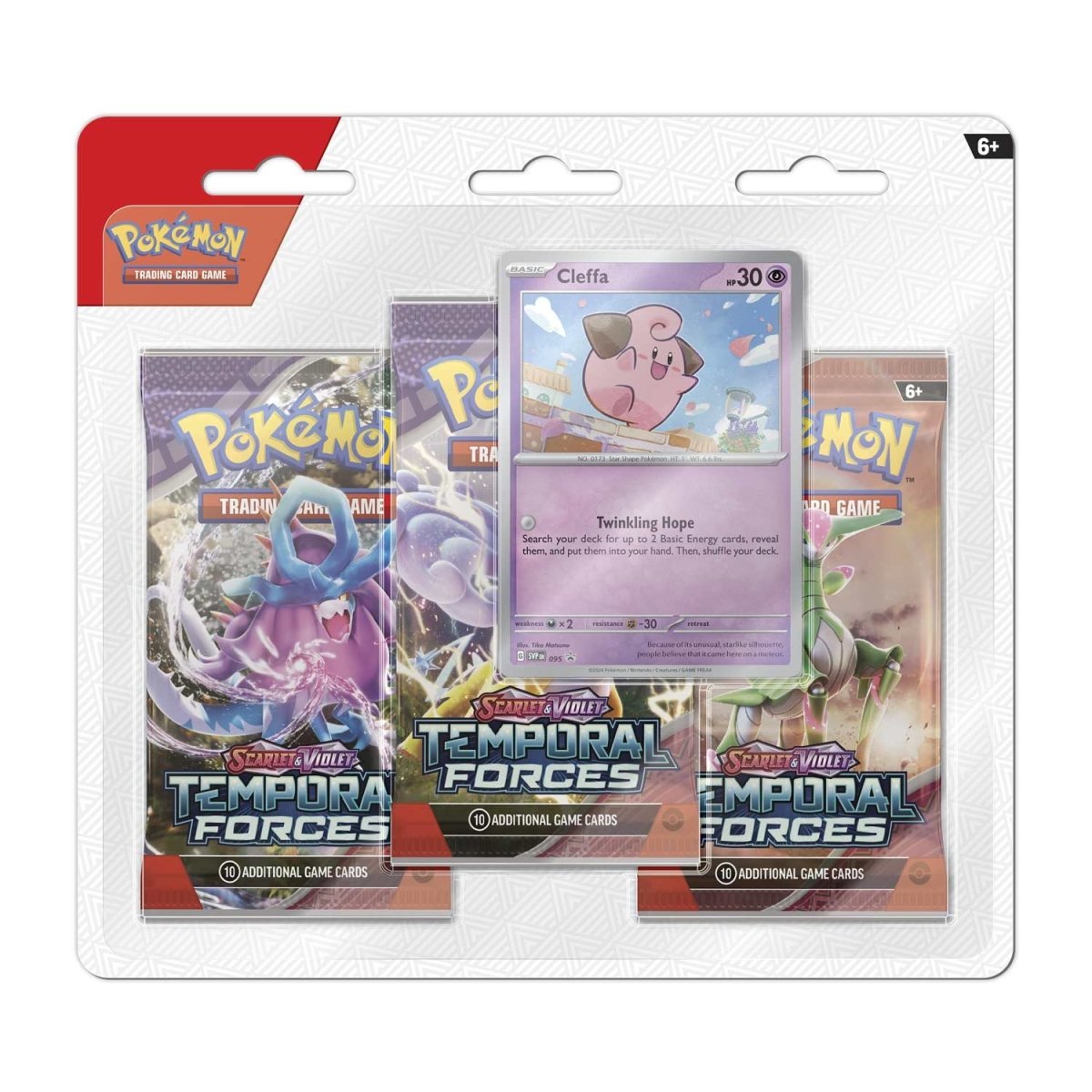 Pokemon Triple Booster Pack - Scarlet & Violet - Temporal Forces - 3 Booster Packs & Cleffa Promo Card