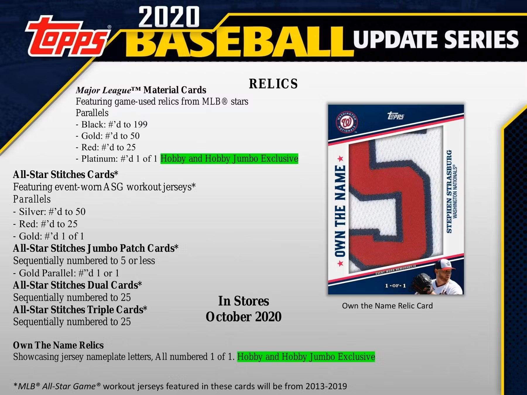 Baseball - 2020 - Topps - Update Series - Hobby Box (24 Packs) Topps 887521093007