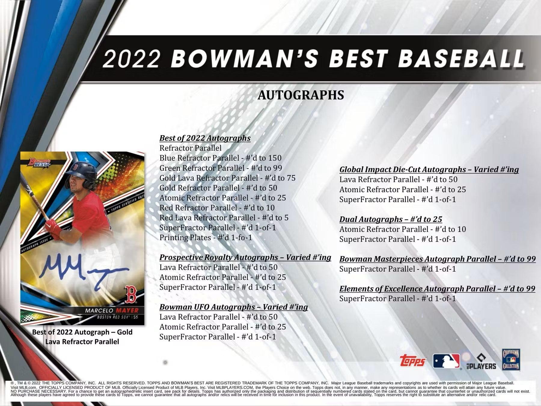 Baseball - 2022 - Bowman's Best - Hobby Box (12 Packs) Topps 887521114207