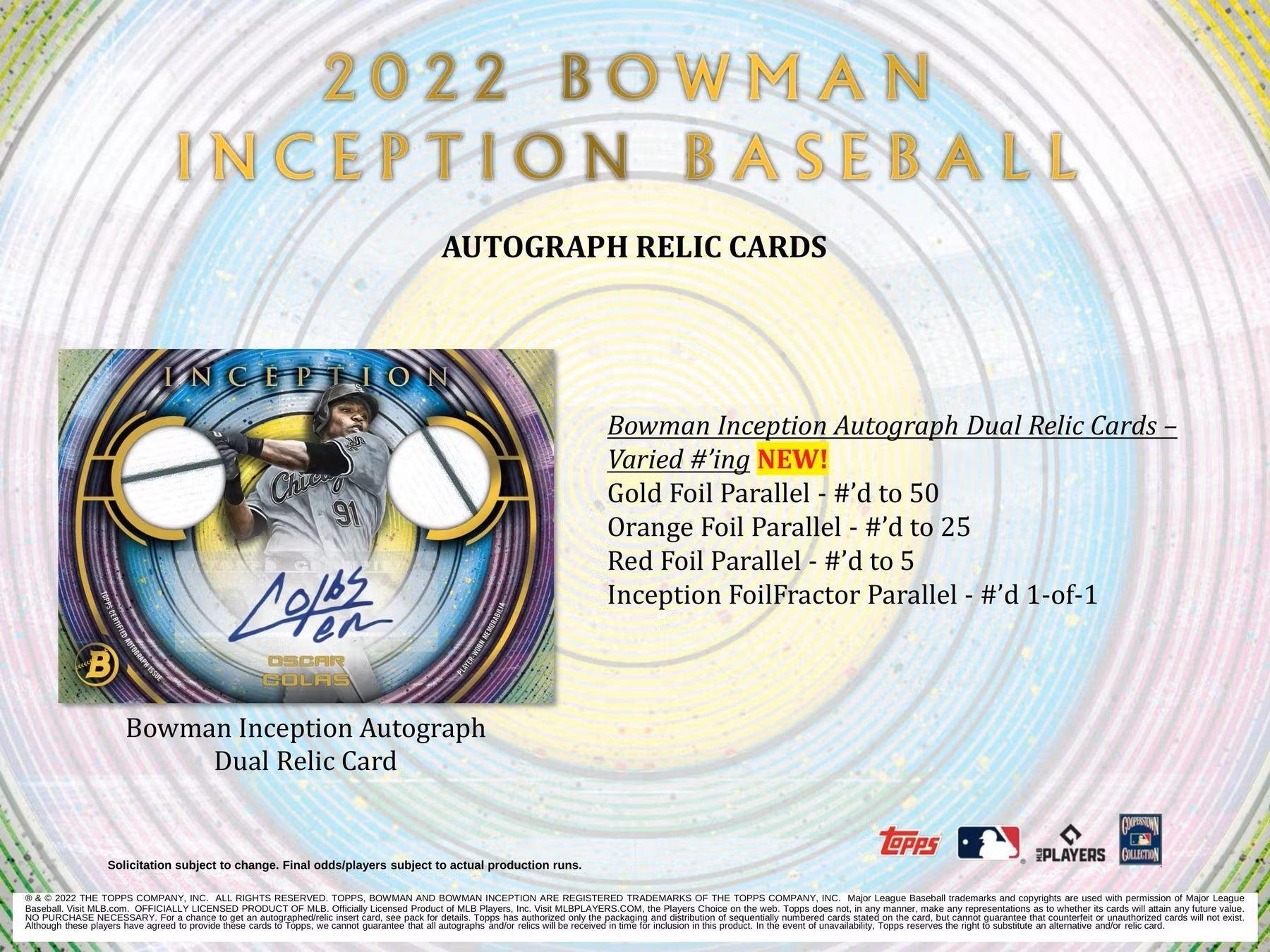 Baseball - 2022 - Topps Bowman Inception - Hobby Box (1 Pack) Topps 887521112920