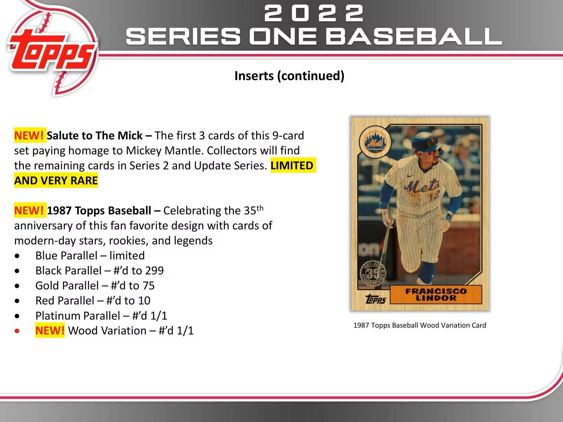 Baseball - 2022 - Topps Series 1 - Hobby Jumbo Box (10 Packs + 2 Silver packs) Topps 887521105618