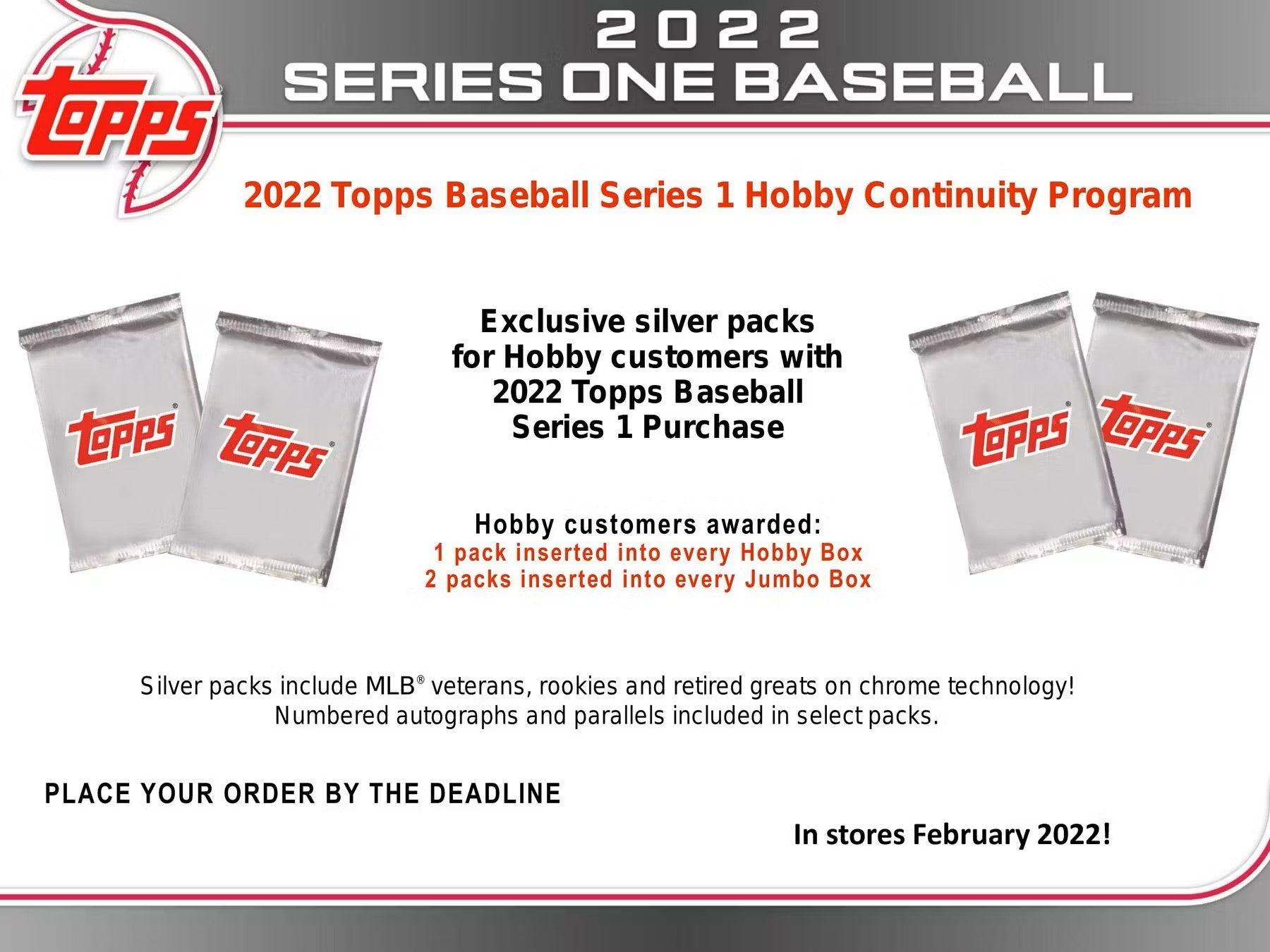 Baseball - 2022 - Topps Series 1 - Hobby Jumbo Box (10 Packs + 2 Silver packs) Topps 887521105618