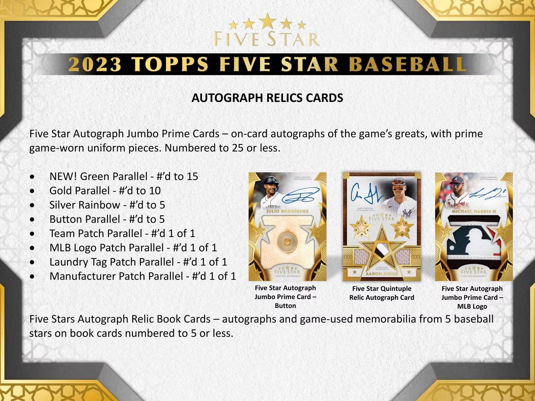 Baseball - 2023 - Topps Five Star - Hobby Box (2 Autograph Cards) Topps 887521120505