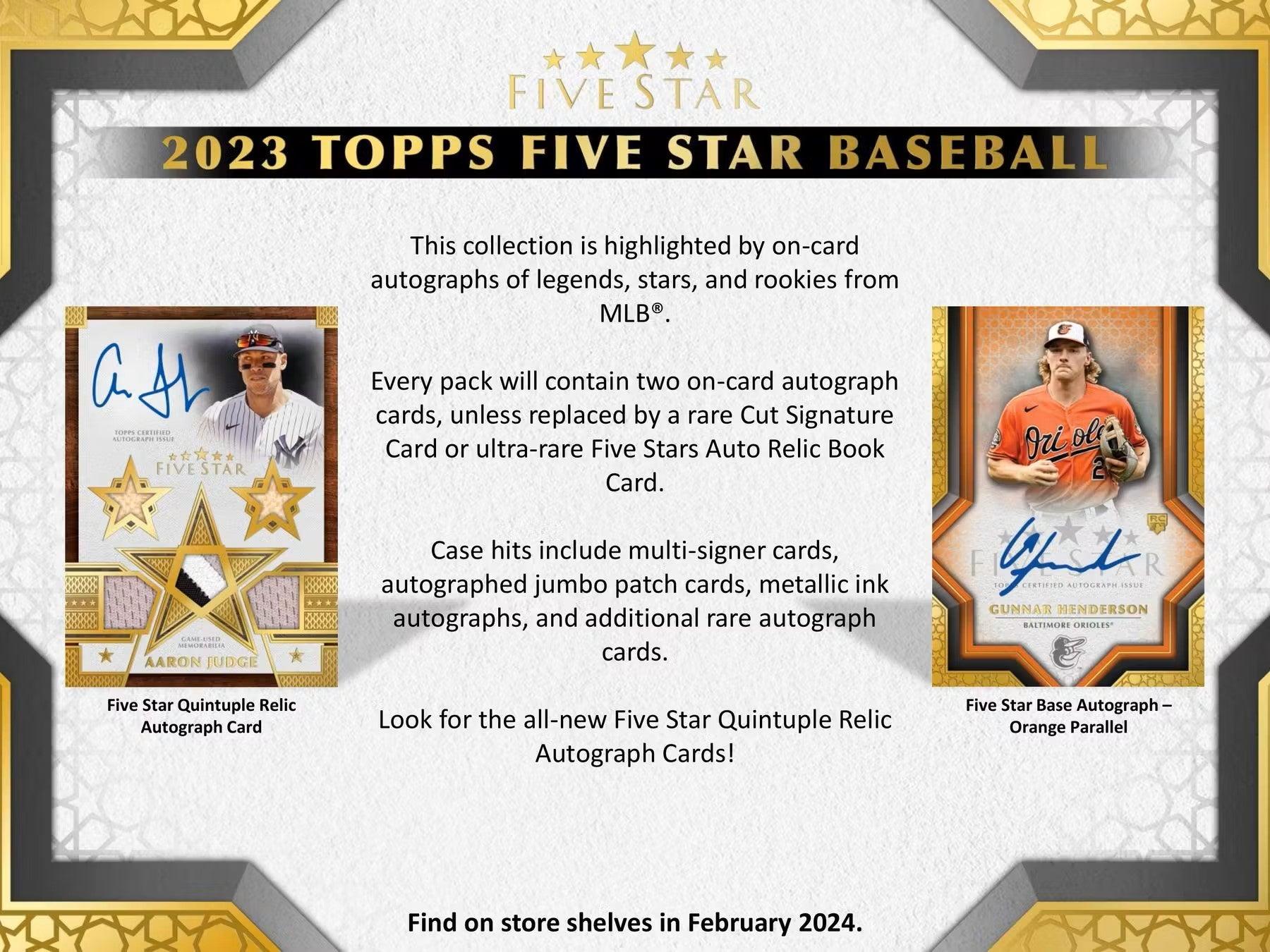 Baseball - 2023 - Topps Five Star - Hobby Box (2 Autograph Cards) Topps 887521120505