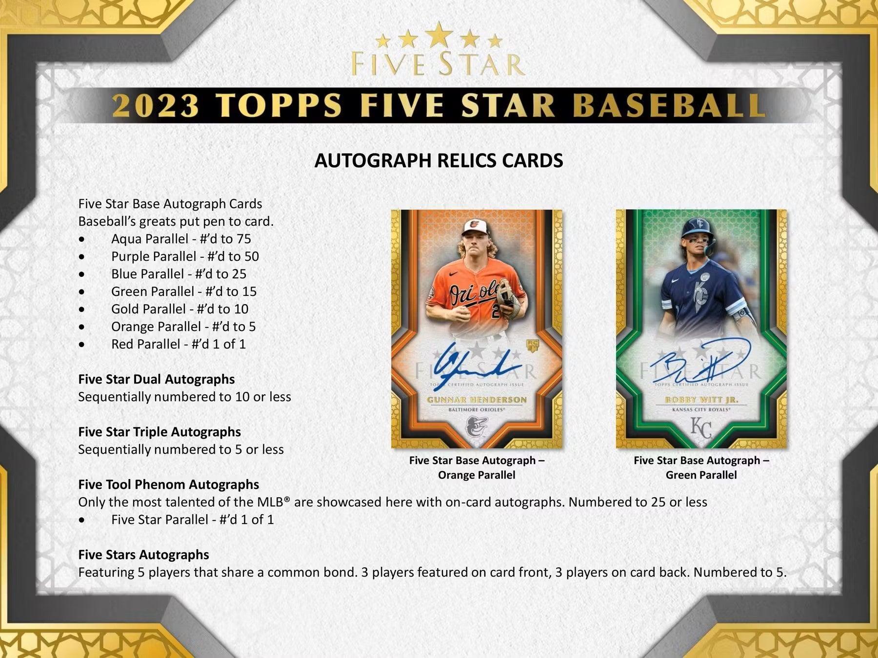 Baseball - 2023 - Topps Five Star - Hobby Box (2 Autograph Cards) Topps 887521120505