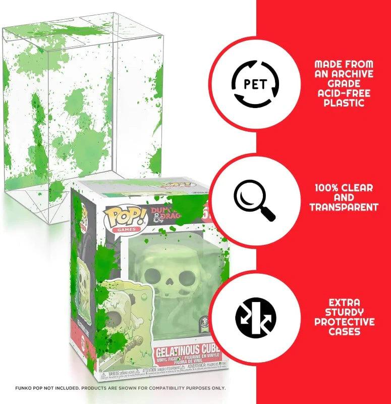 EVORETRO - Plastic Protector for Standard Size (4") Funko Pop - Green Splatter - 0.40mm Thick (1 Protector) EVORETRO 3701492101370