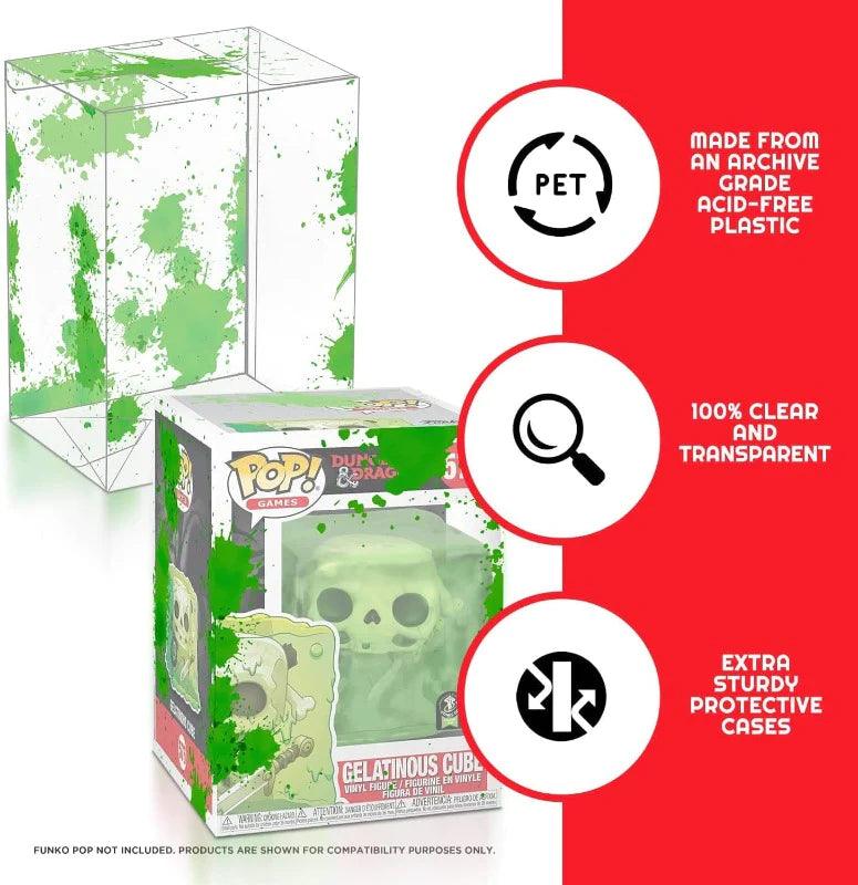 EVORETRO - Plastic Protector for Standard Size (4 Inches) Funko Pop! - Green Splatter - 0.40mm Thick - Pack of 1 - Hobby Champion Inc