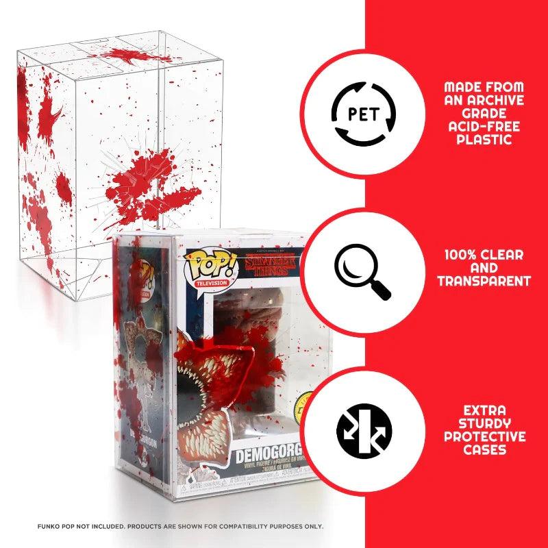 EVORETRO - Plastic Protector for Standard Size (4 Inches) Funko Pop! - Red Blood With Bullet Holes - 0.40mm Thick - Pack of 1 - Hobby Champion Inc