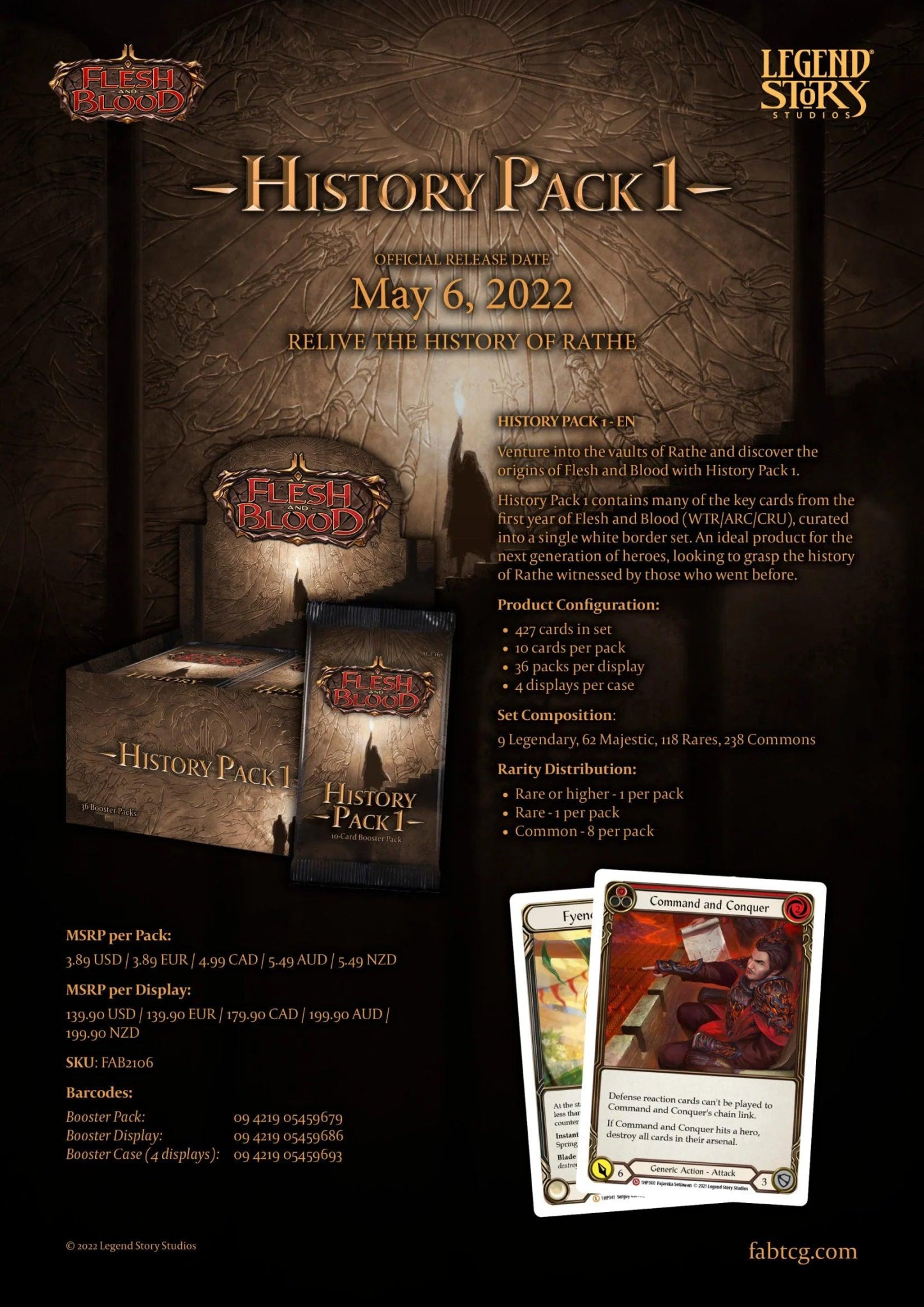 Flesh And Blood - History Pack 1 - Booster Pack (10 Cards) Legend Story Studios 9421905459679