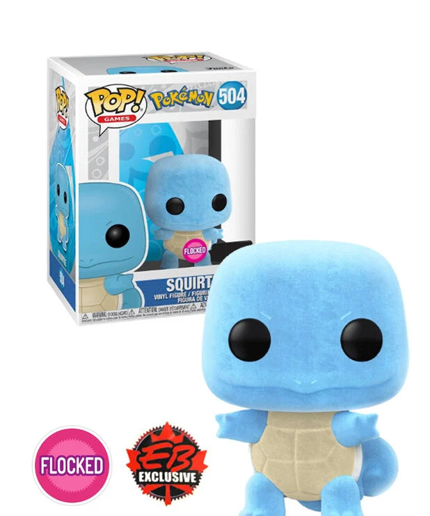 Pop! Games - Pokemon - Squirtle - #504 - FLOCKED & EB Games EXCLUSIVE