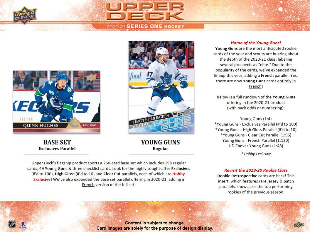 Hockey - 2020/21 - Upper Deck Series 1 - Hobby Pack (8 Cards) Upper Deck 053334949064