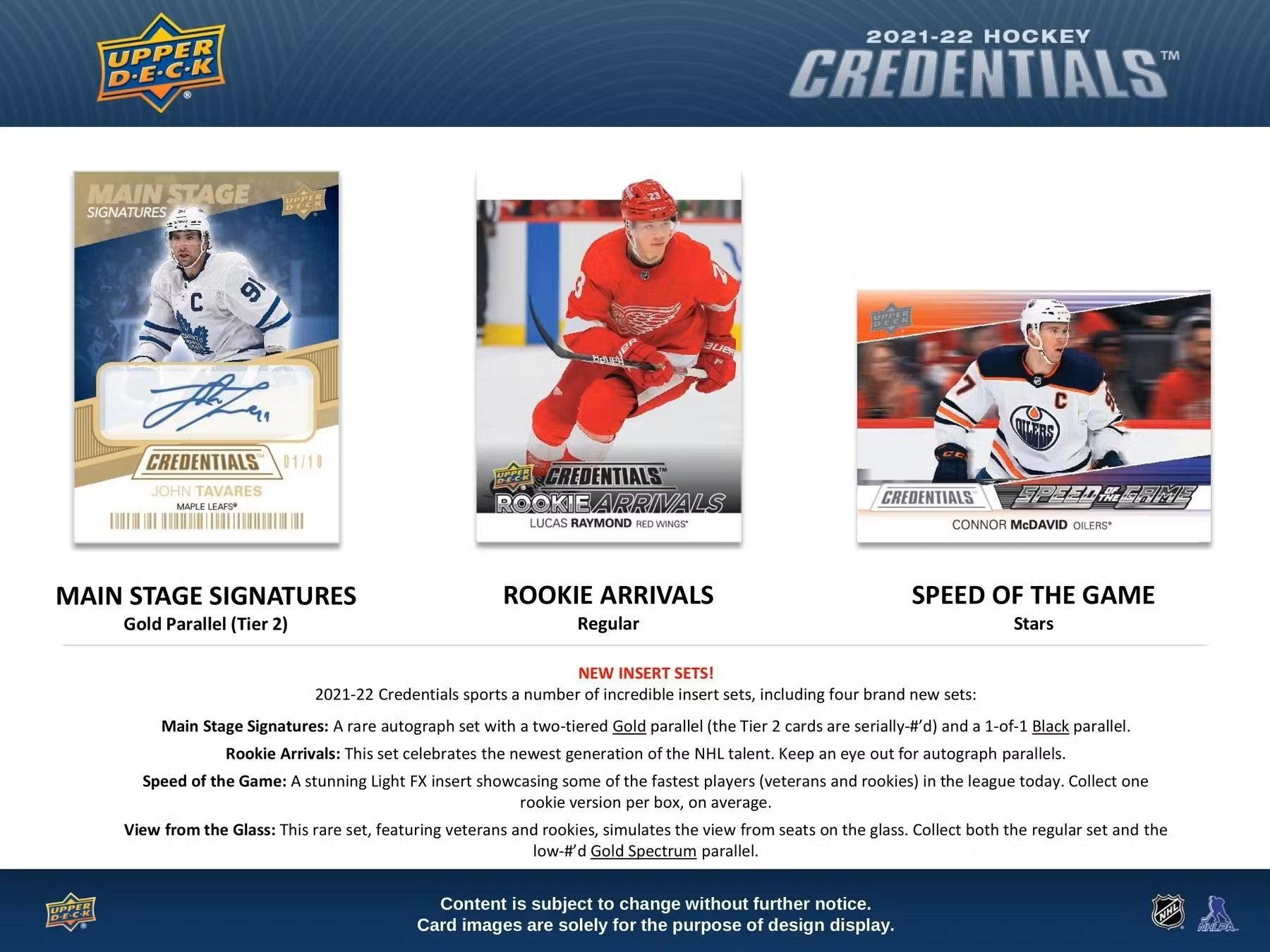 Hockey - 2021/22 - Upper Deck Credentials - Hobby Pack (6 Cards) Upper Deck 053334978194