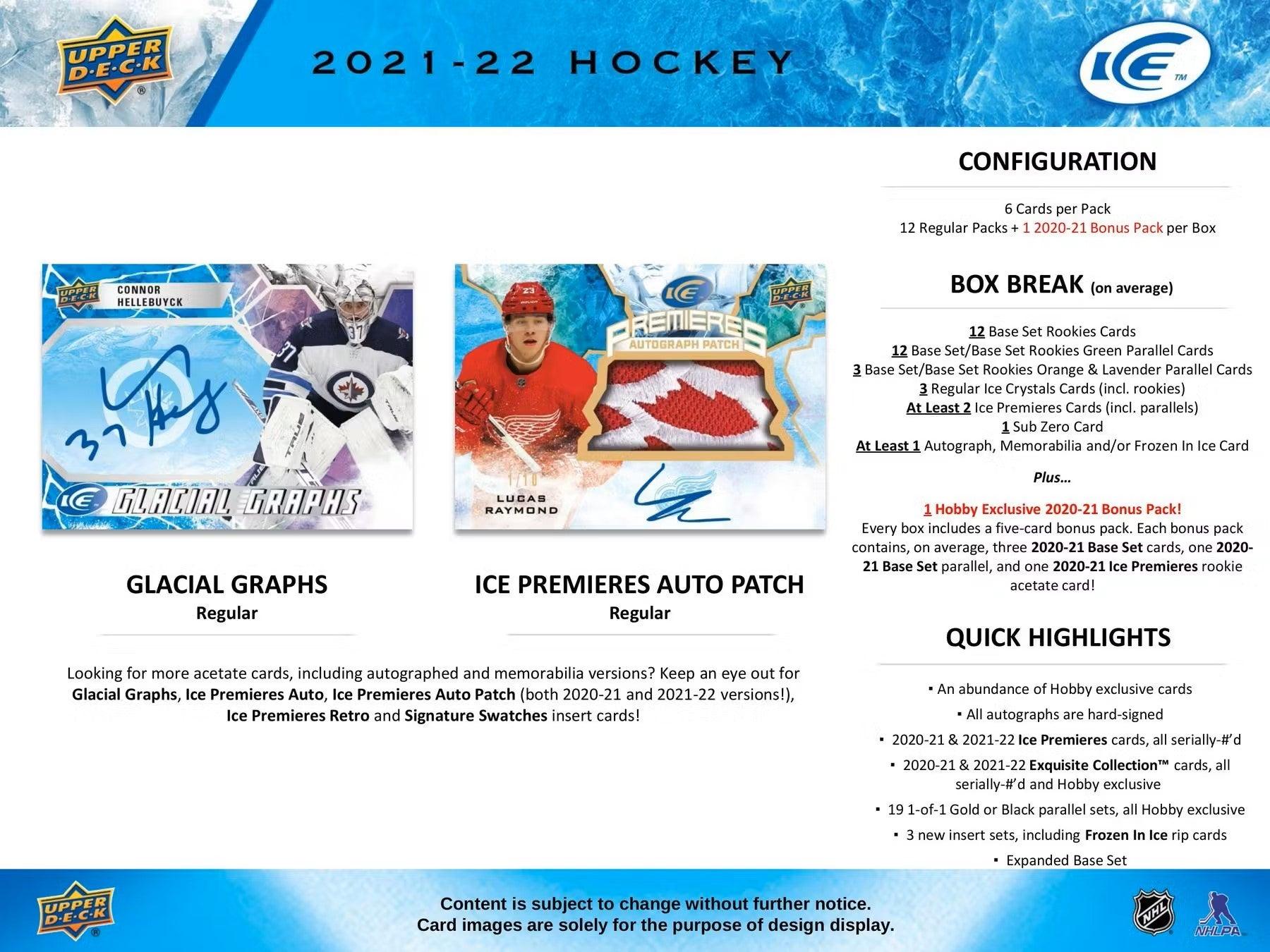 Hockey - 2021/22 - Upper Deck ICE - Hobby Box (12 Packs + 1 Bonus) Upper Deck 053334980845