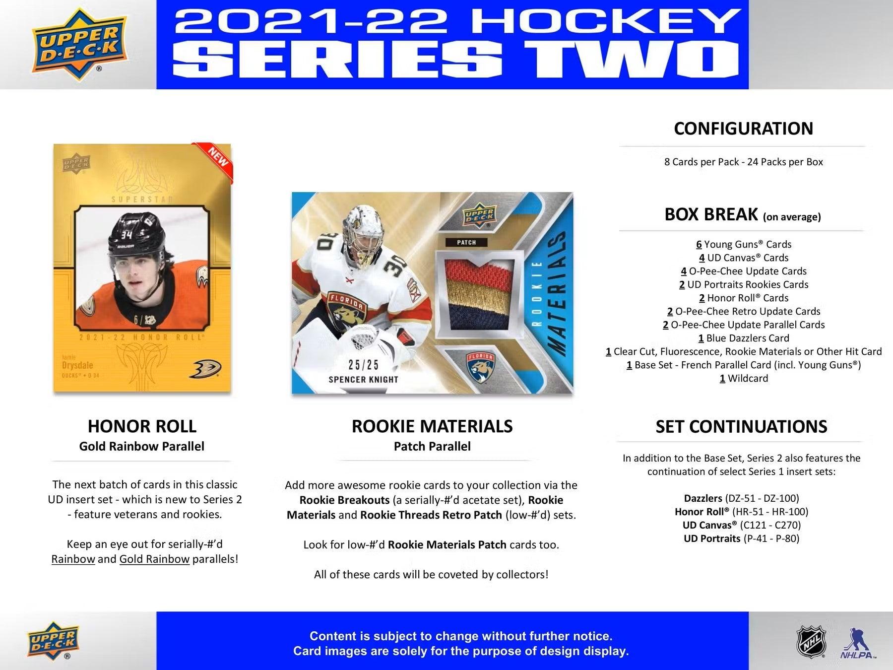 Hockey - 2021/22 - Upper Deck Series 2 - Hobby Box (24 Packs) - Hobby Champion Inc