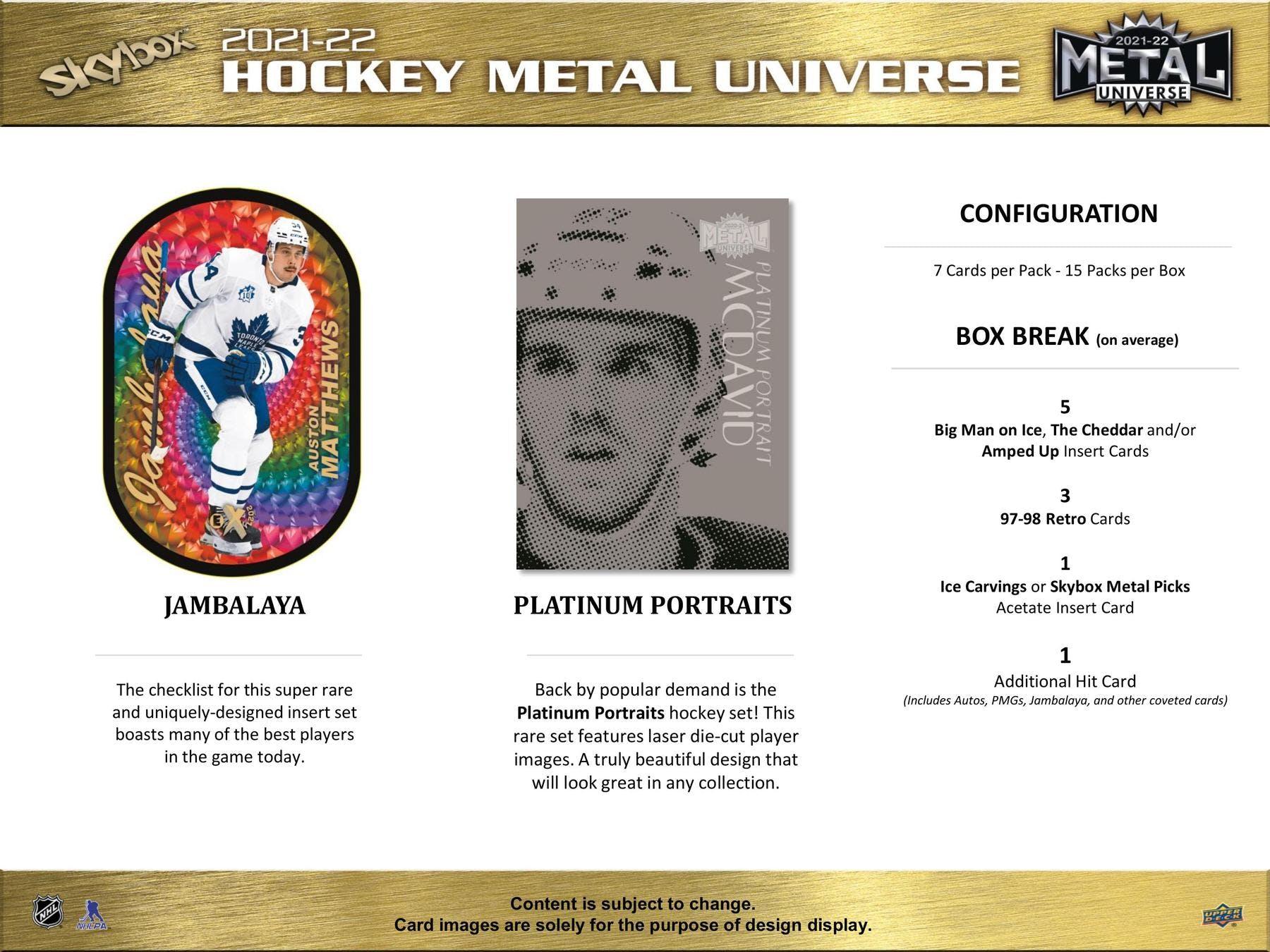 Hockey - 2021/22 - Upper Deck Skybox Metal Universe - Hobby Pack (7 Cards) Upper Deck 053334978583