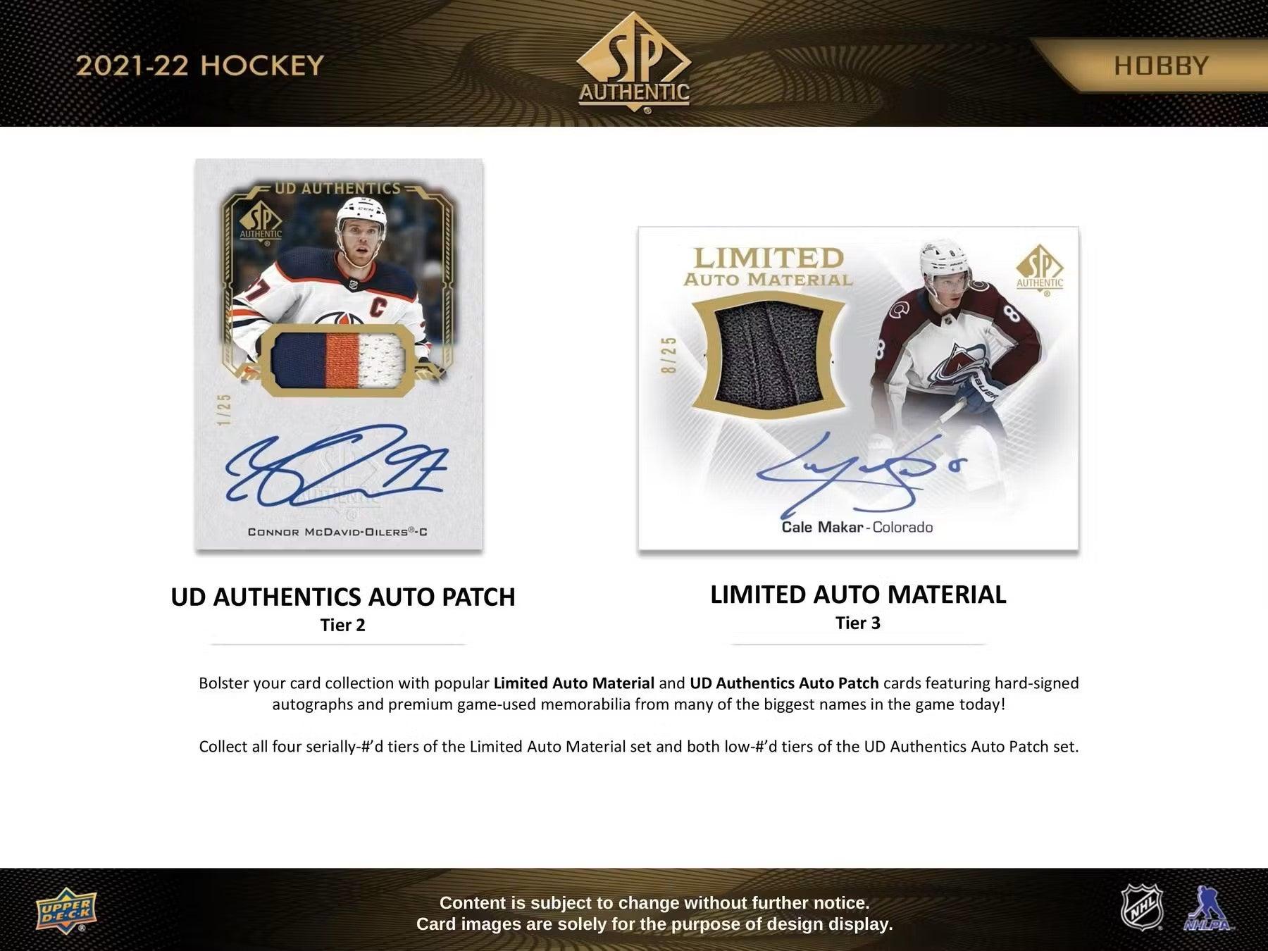 Hockey - 2021/22 - Upper Deck SP Authentic - Hobby Box (10 Packs) Upper Deck 053334984218