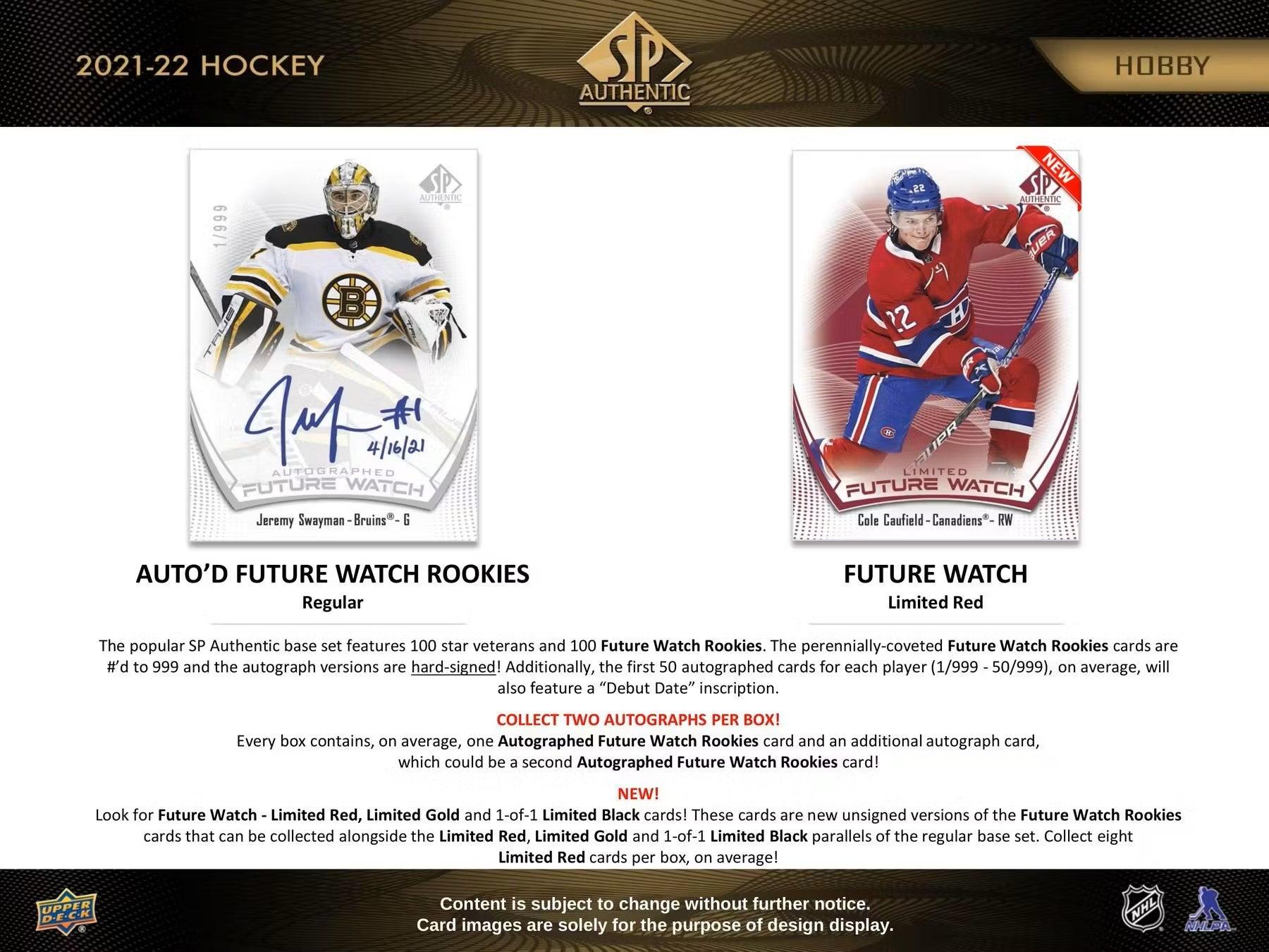 Hockey - 2021/22 - Upper Deck SP Authentic - Hobby Box (10 Packs) Upper Deck 053334984218