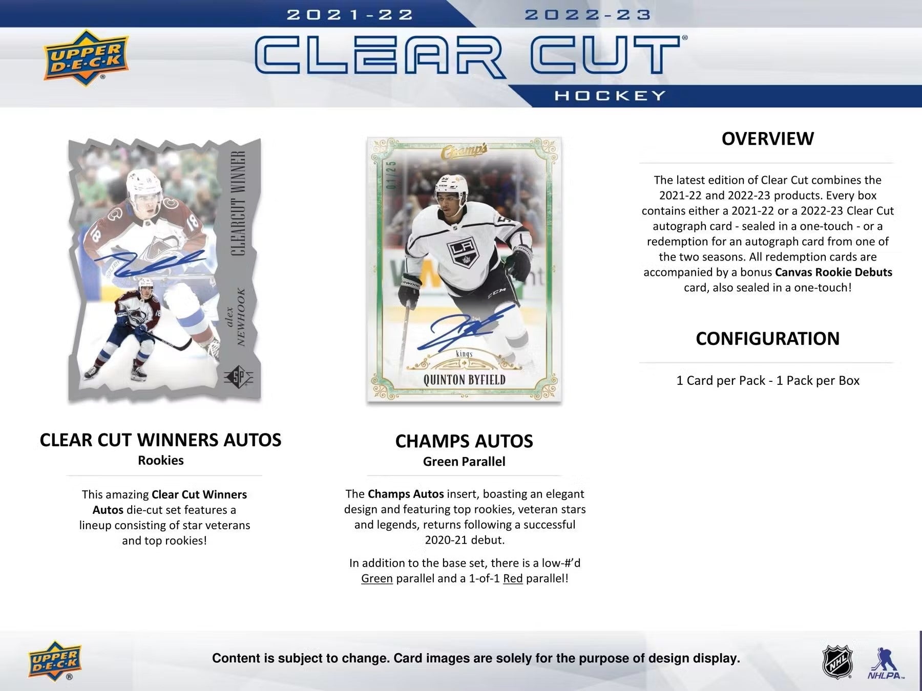 Hockey - 2022/23 - Upper Deck Clear Cut - Hobby Box (1 Card) Upper Deck 053334123006