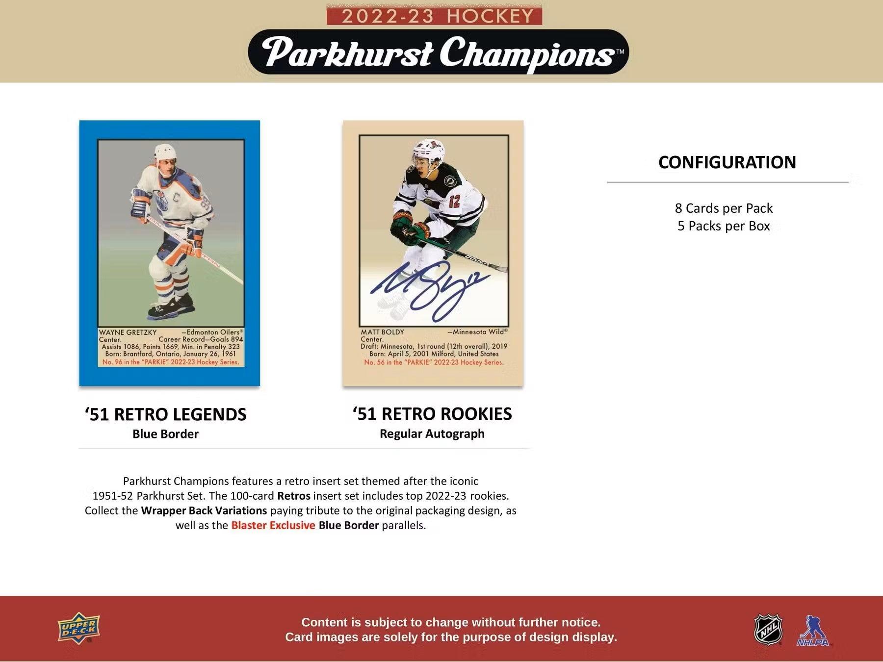 Hockey - 2022/23 - Upper Deck Parkhurst Champions - Blaster Box (5 Packs) Upper Deck 053334103558