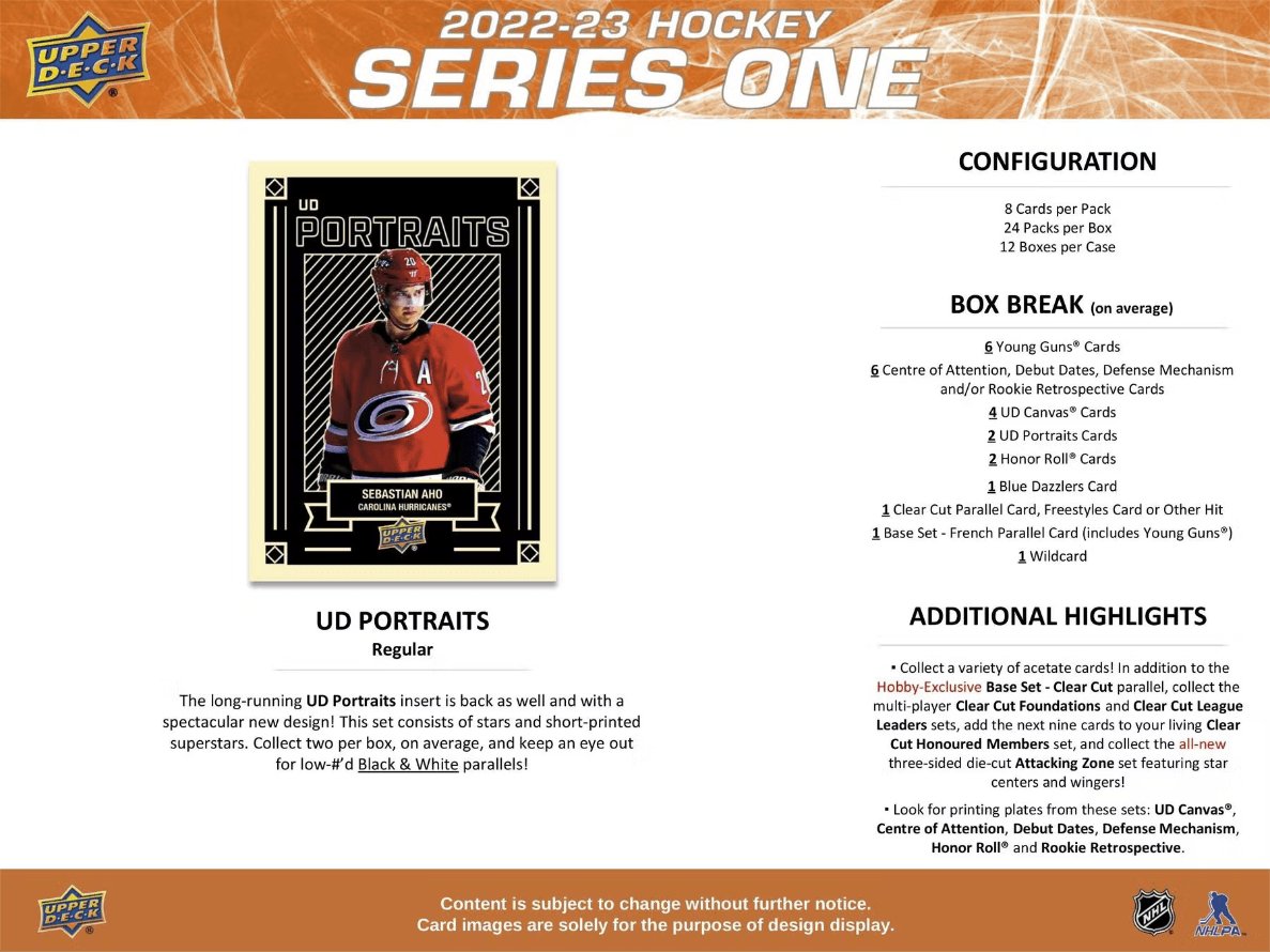 Hockey - 2022/23 - Upper Deck Series 1 - Hobby Box (24 Packs) Upper Deck 053334999724