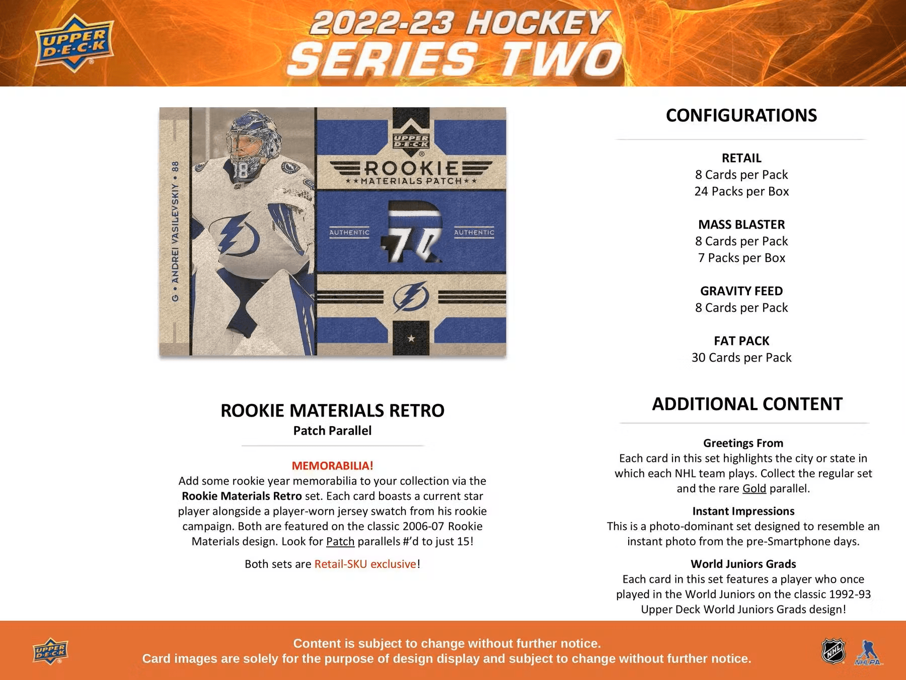 Hockey - 2022/23 - Upper Deck Series 2 - Retail Pack (8 Cards) - Hobby Champion Inc
