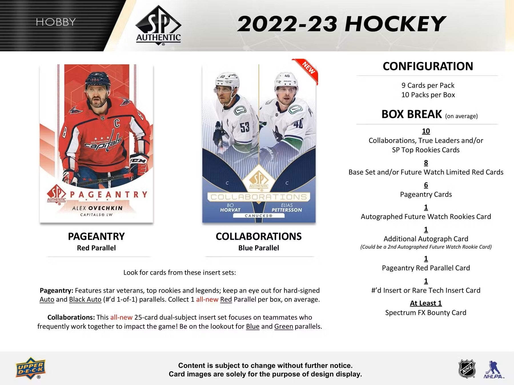 Hockey - 2022/23 - Upper Deck SP Authentic - Hobby Box (10 Packs) Upper Deck 053334121750