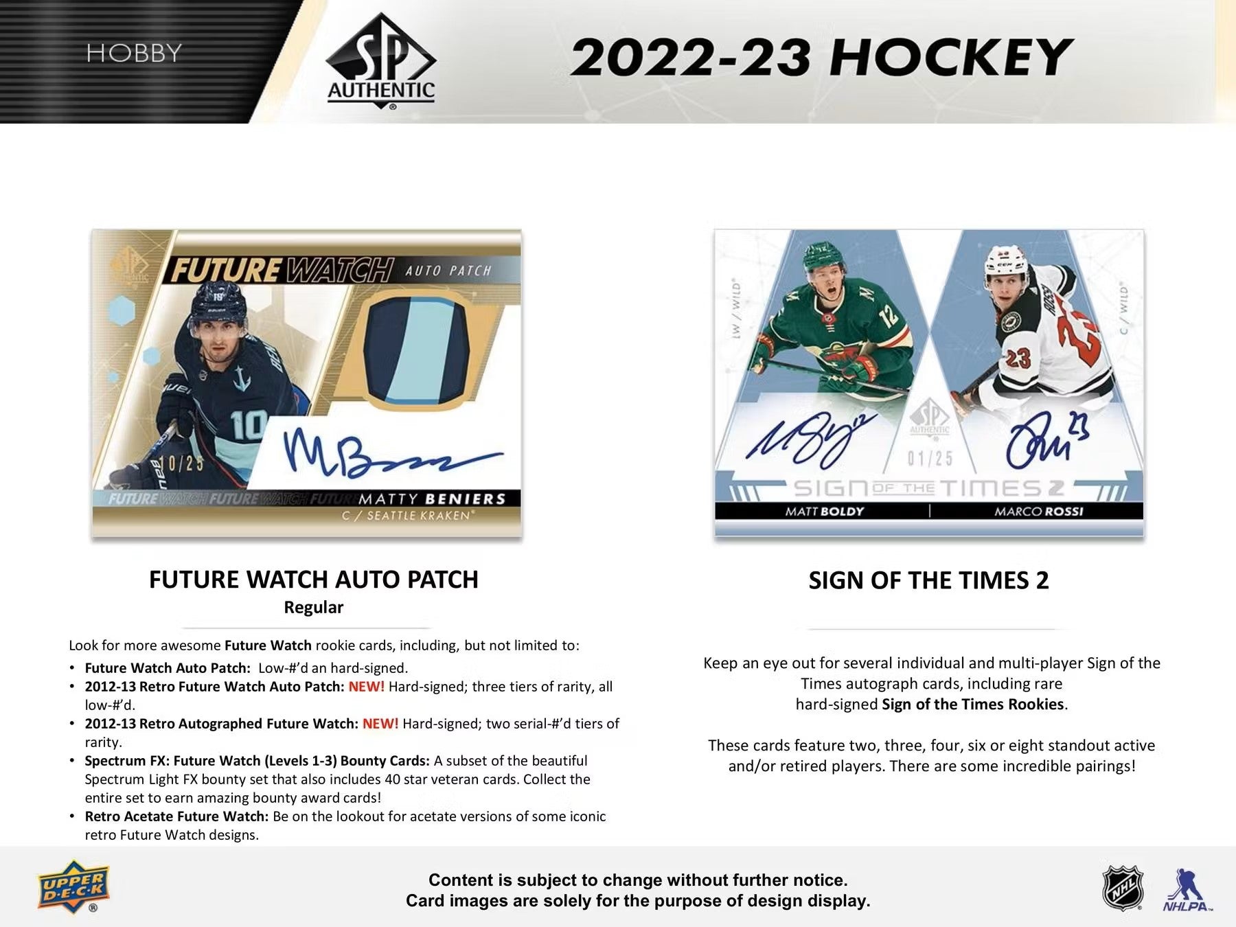 Hockey - 2022/23 - Upper Deck SP Authentic - Hobby Box (10 Packs) Upper Deck 053334121750