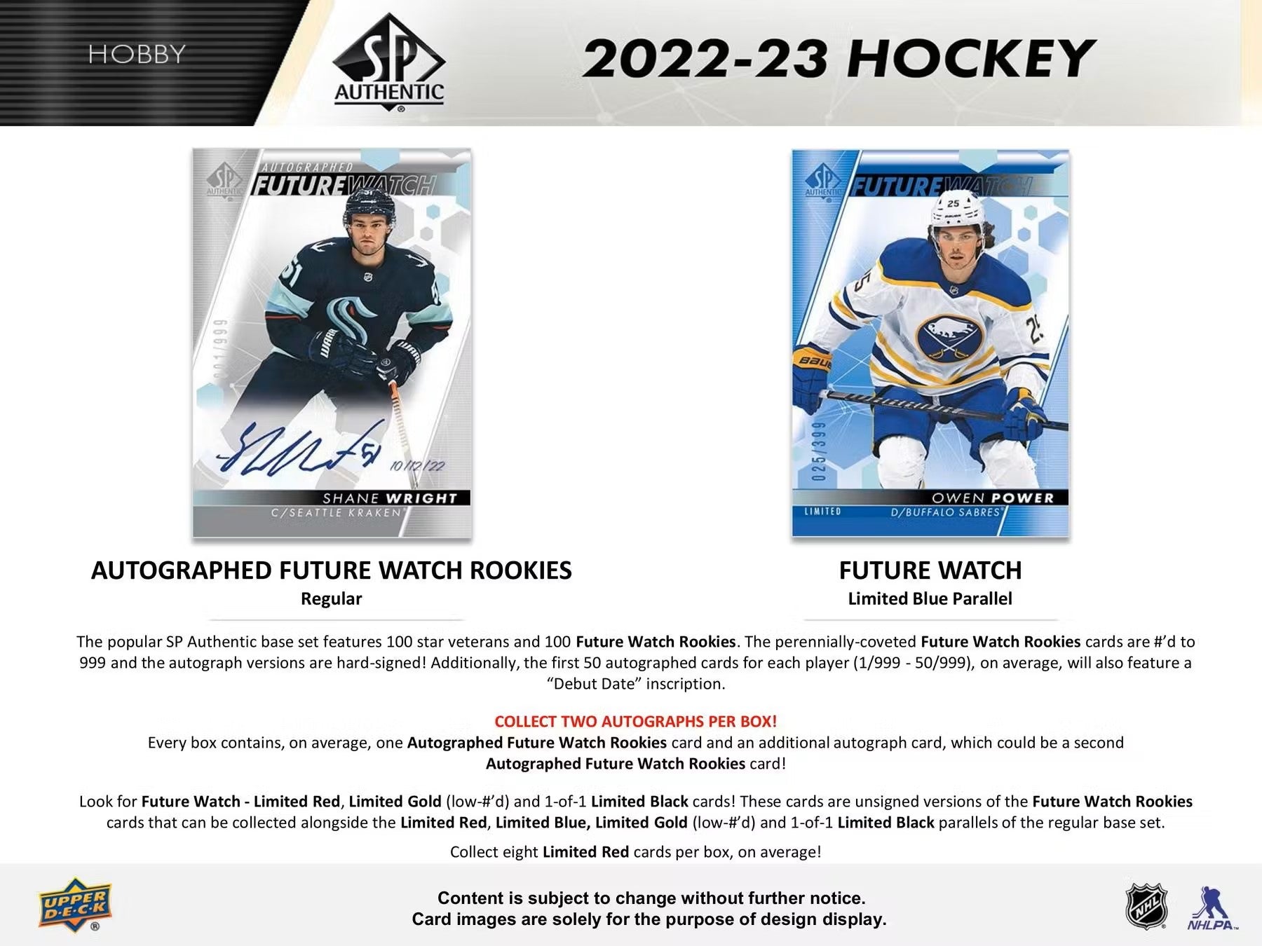 Hockey - 2022/23 - Upper Deck SP Authentic - Hobby Box (10 Packs) Upper Deck 053334121750