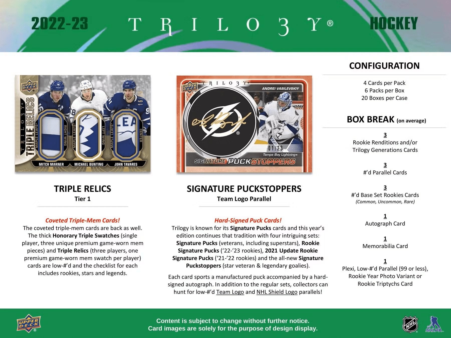 Hockey - 2022/23 - Upper Deck Trilogy - Hobby Box (6 Packs) Upper Deck 053334105347