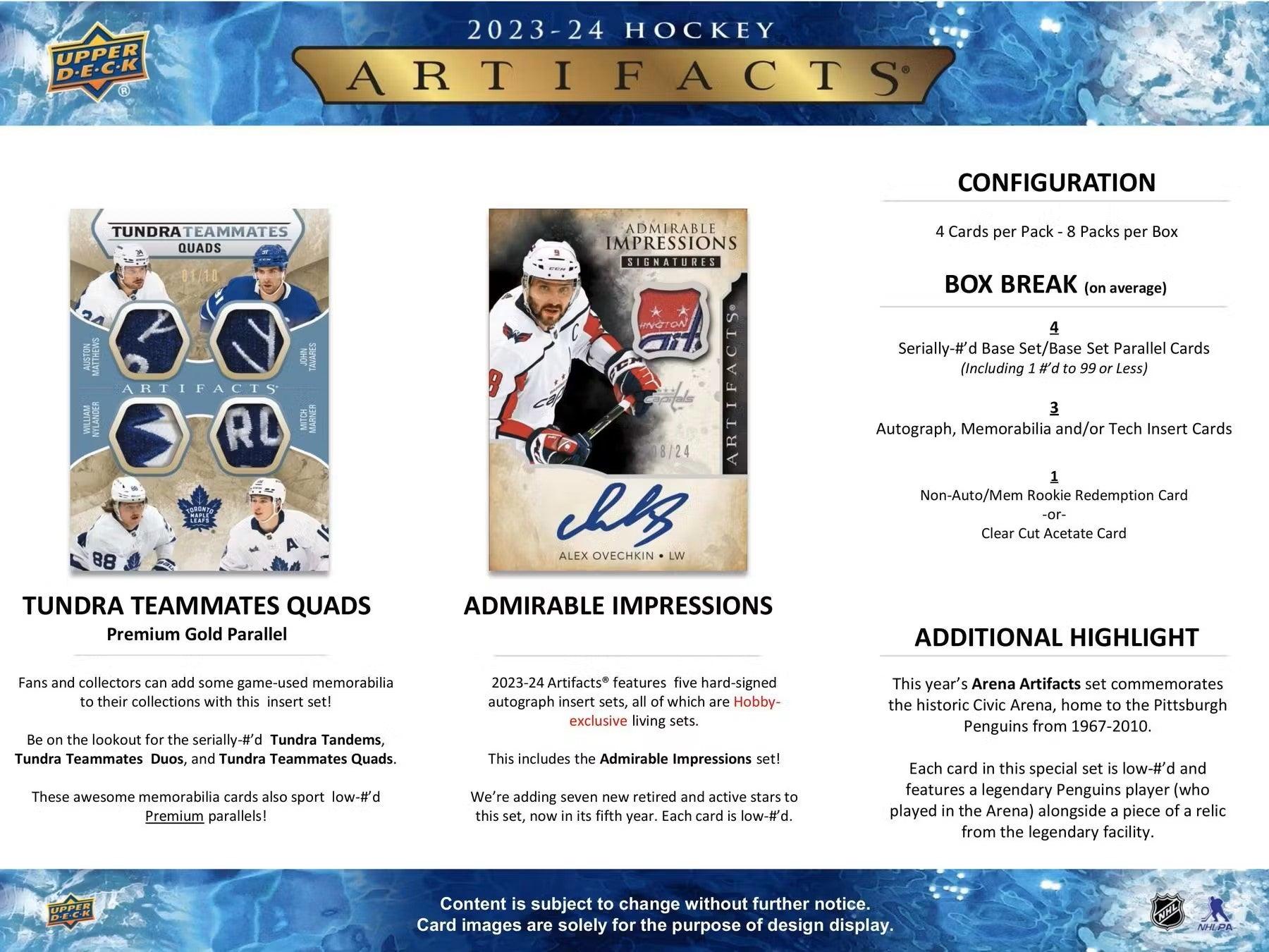 Hockey - 2023/24 - Upper Deck Artifacts - Hobby Box (8 Packs) Upper Deck 053334148740