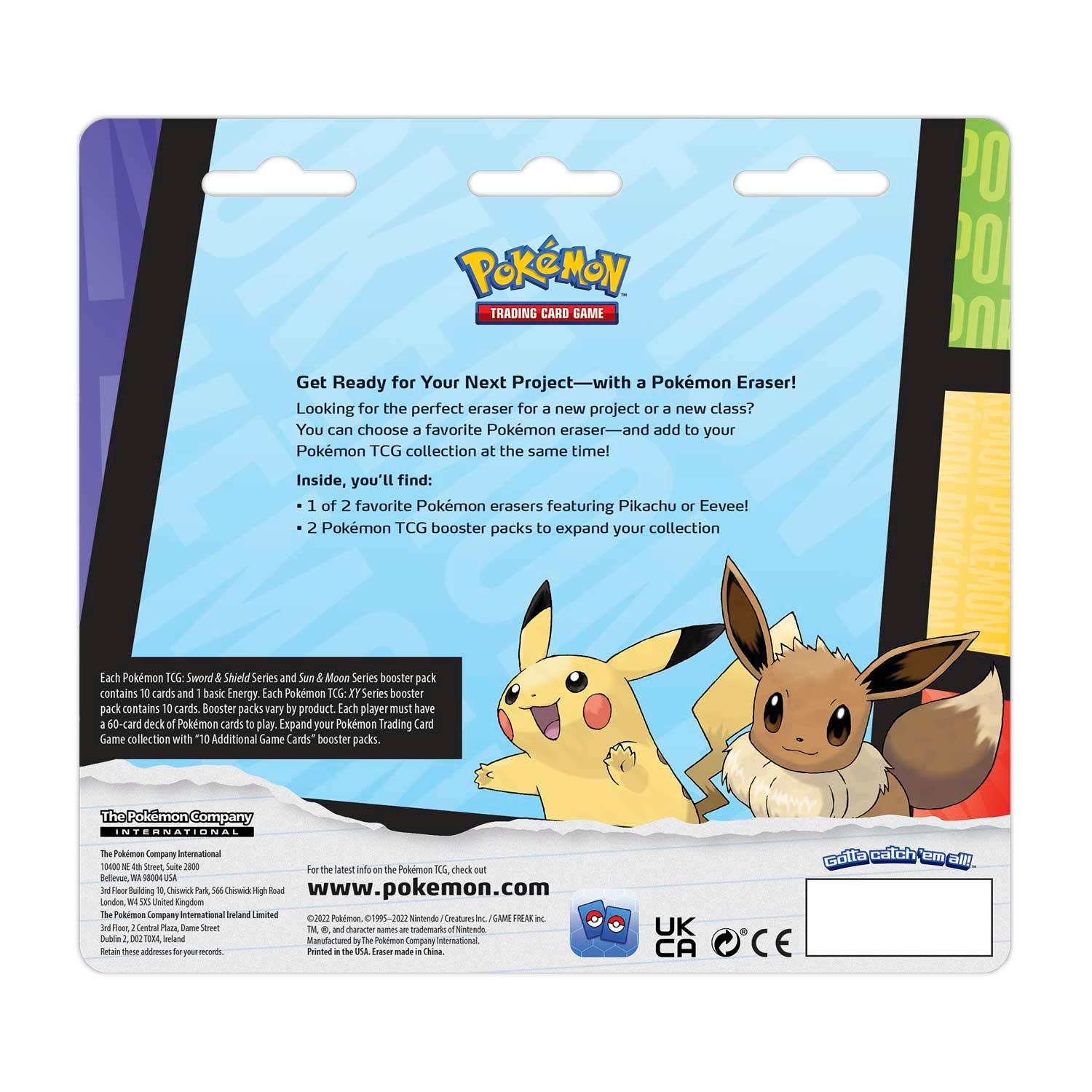 Pokemon Back To School - 2 Booster Packs & Eevee Eraser Pokémon 820650809538