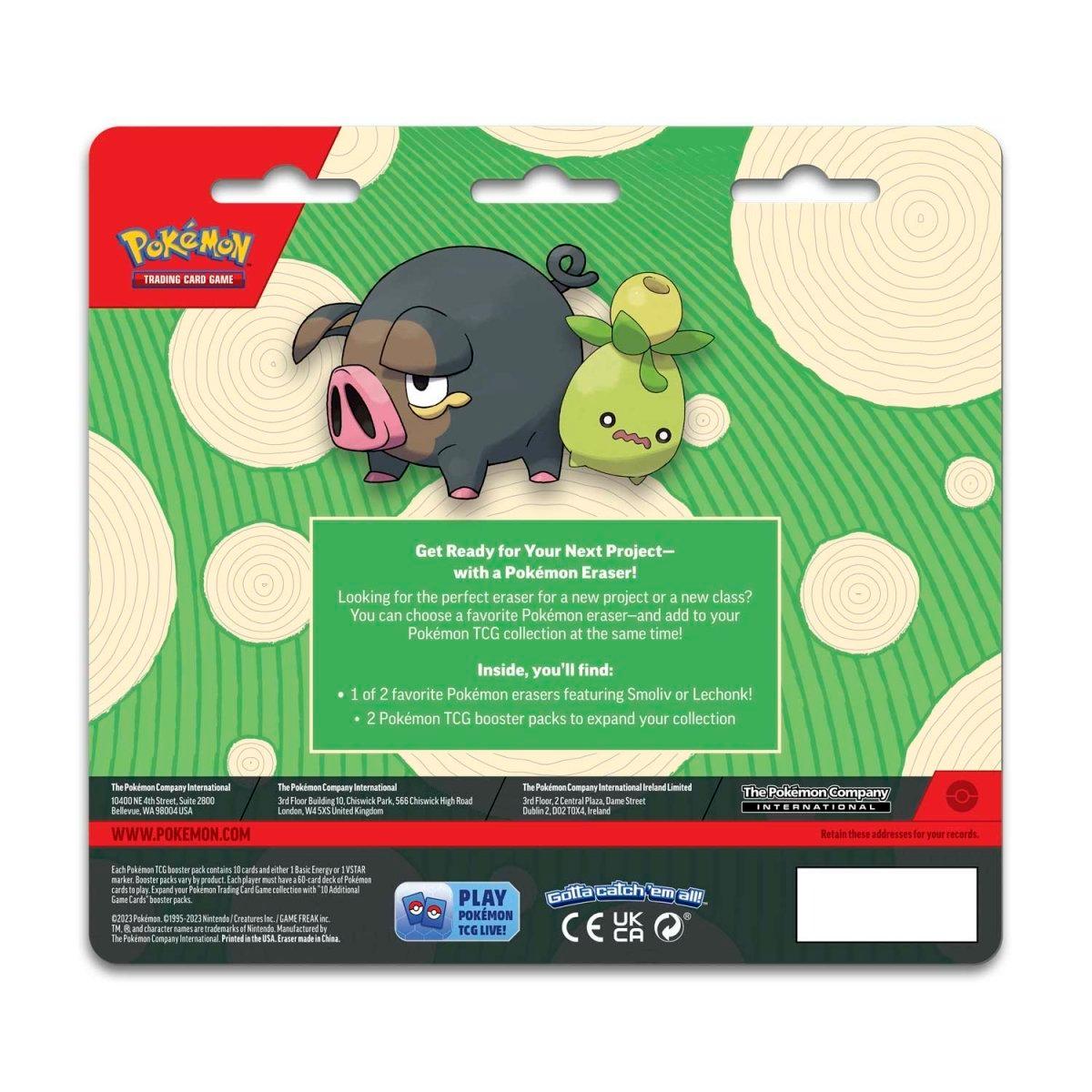 Pokemon Back To School - 2 Booster Packs & Lechonk Eraser Pokémon 820650852497