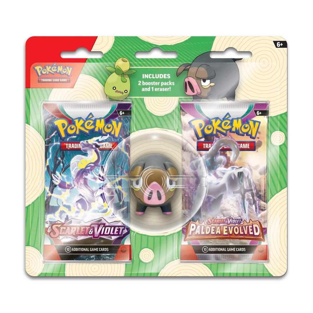 Pokemon Back To School - 2 Booster Packs & Lechonk Eraser Pokémon 820650852497