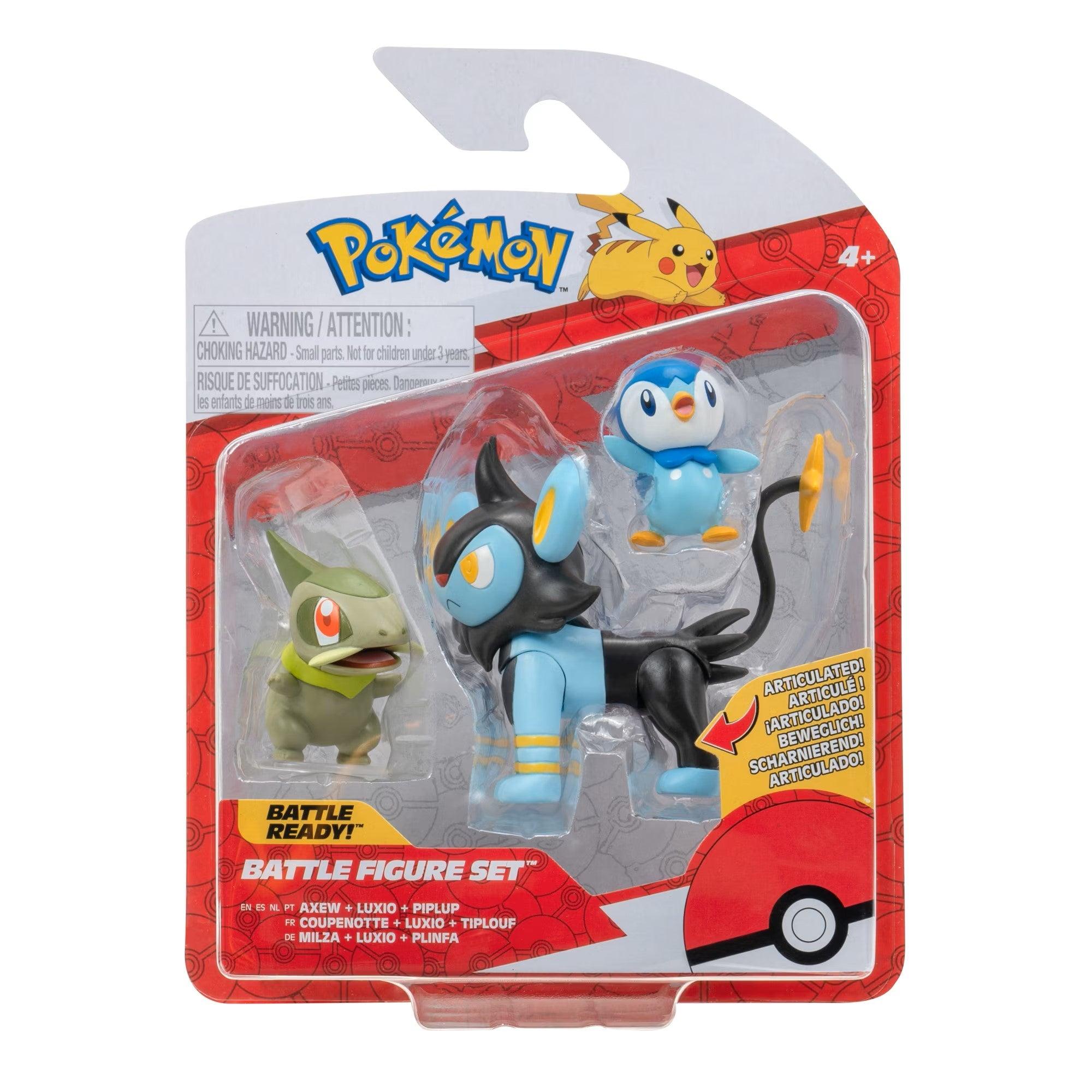 Pokemon - Battle Figure Set - Axew, Luxio & Piplup - Jazwares Jazwares 191726481225