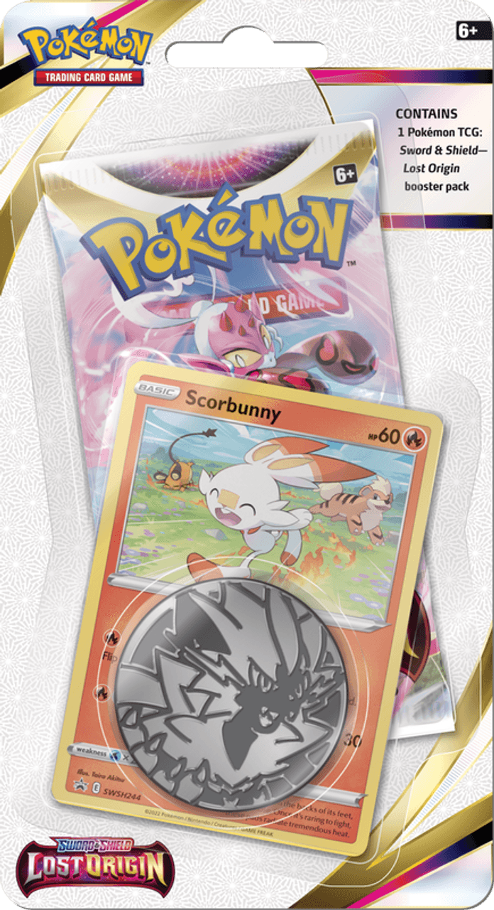 Pokemon Blister Pack - Sword & Shield - Lost Origin - 1 Booster Pack & 1 Coin & Scorbunny Promo Card Pokémon 820650806568