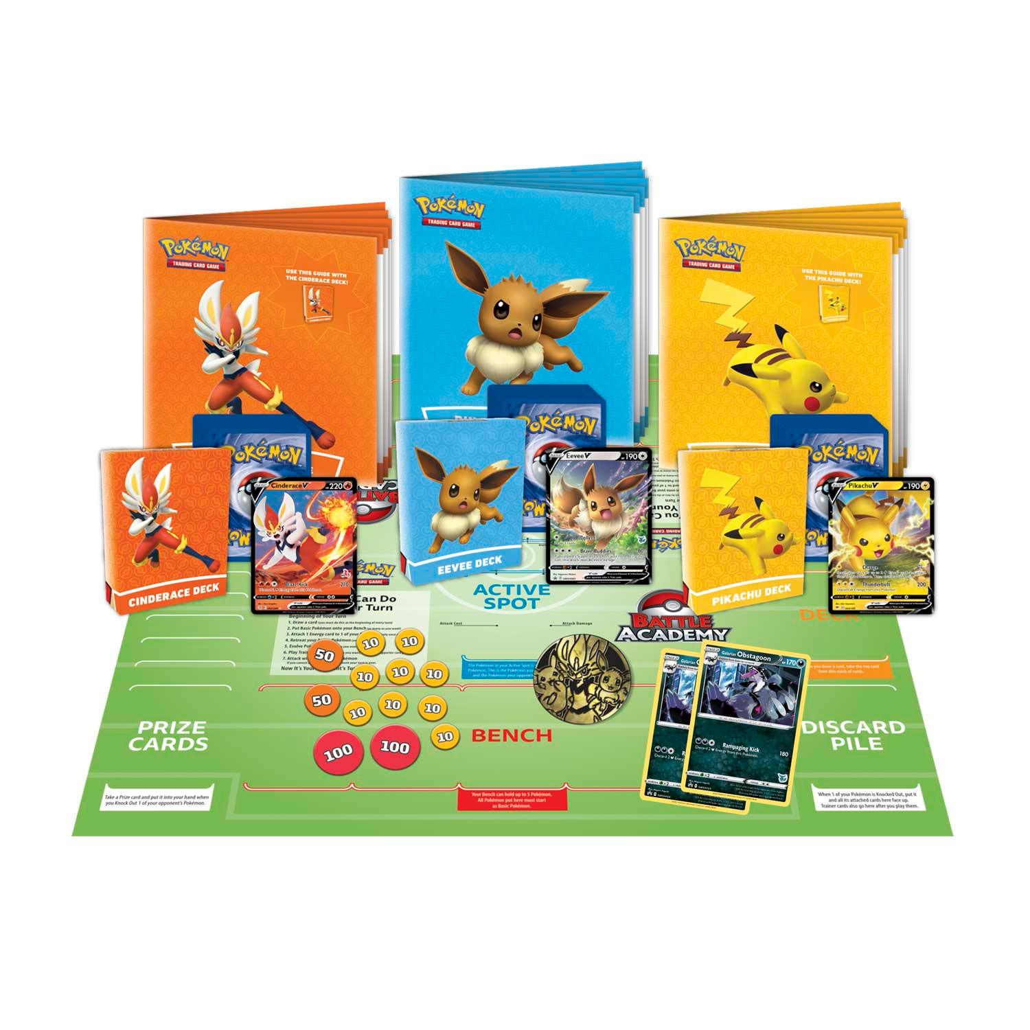 Pokemon Board Game - Battle Academy 2022 - Cinderace, Eevee & Pikachu Pokémon 820650809064