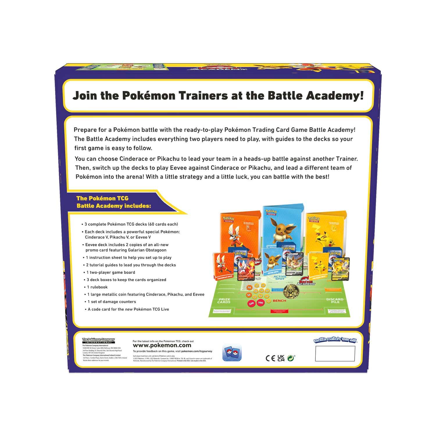 Pokemon Board Game - Battle Academy 2022 - Cinderace, Eevee & Pikachu Pokémon 820650809064