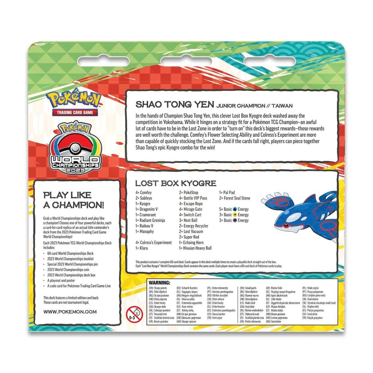 Pokemon Deck - 2023 World Championships - Shao Tong Yen, Lost Box Kyogre - Hobby Champion Inc