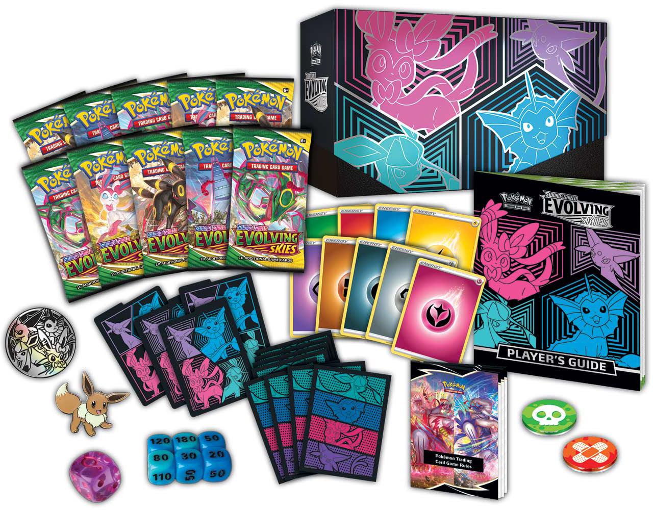 Pokemon Elite Trainer Box (ETB) - Sword & Shield - Evolving Skies (Vaporeon, Espeon, Glaceon & Sylveon on Cover) Pokémon 820650808944