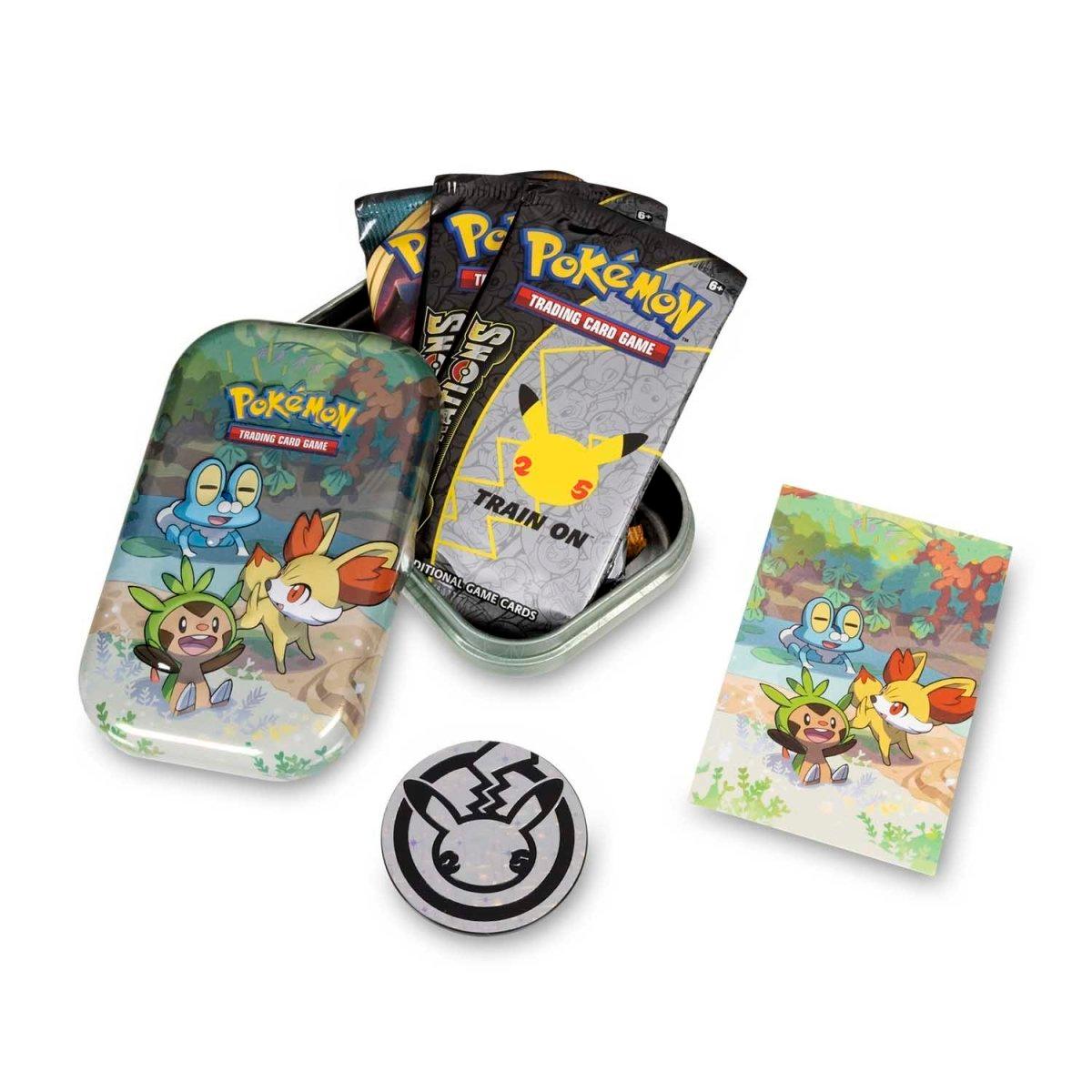 Pokemon Mini Tin - Celebrations - Chespin, Fennekin & Froakie on Cover Pokémon 820650809378