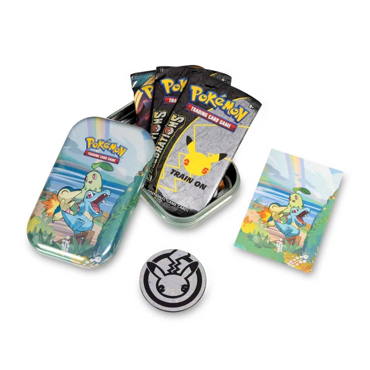 Pokemon Mini Tin - Celebrations - Chikorita, Cyndaquil & Totodile on Cover Pokémon 820650809378