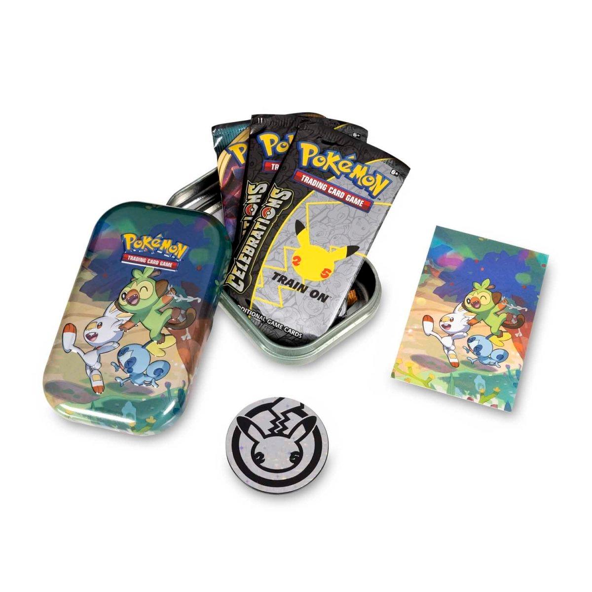 Pokemon Mini Tin - Celebrations - Grookey, Scorbunny & Sobble on Cover Pokémon 820650809378