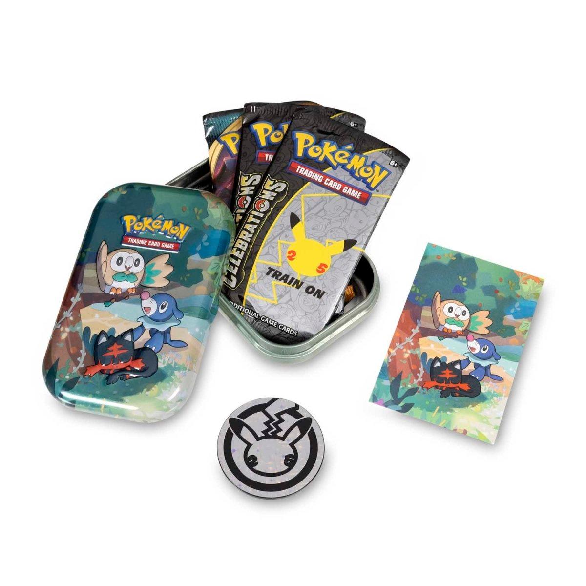 Pokemon Mini Tin - Celebrations - Rowlet, Litten & Popplio on Cover Pokémon 820650809378