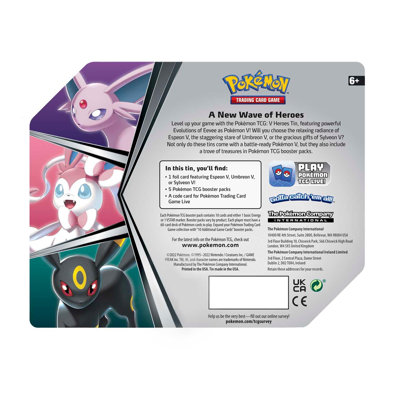 Pokemon Tin - Heroes - Espeon V on Cover Pokémon 820650851322