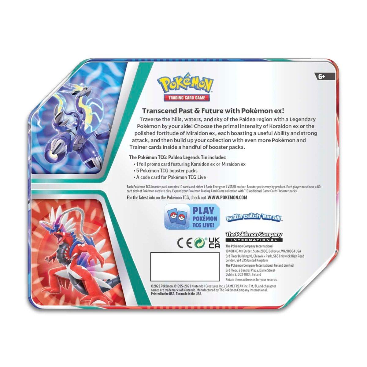 Pokemon Tin - Paldea Legends - Koraidon ex on Cover le Pokémon 820650852855