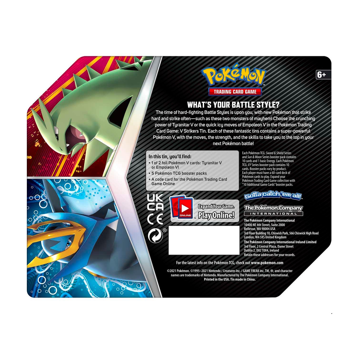 Pokemon Tin - Strikers - Tyranitar V on Cover Pokémon 820650809552